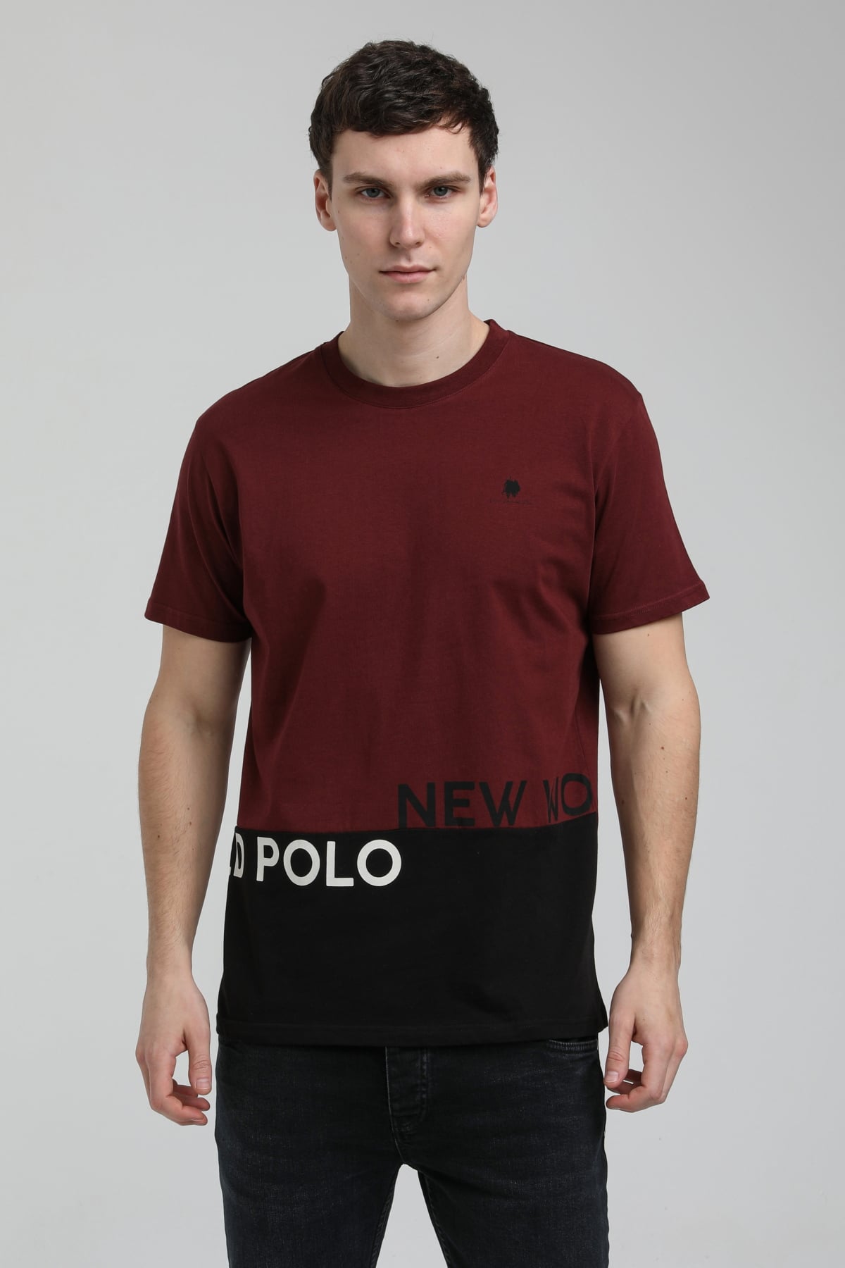 New World Polo Bisiklet Yaka Vişne Slim Fit Tişört 23SSM20310