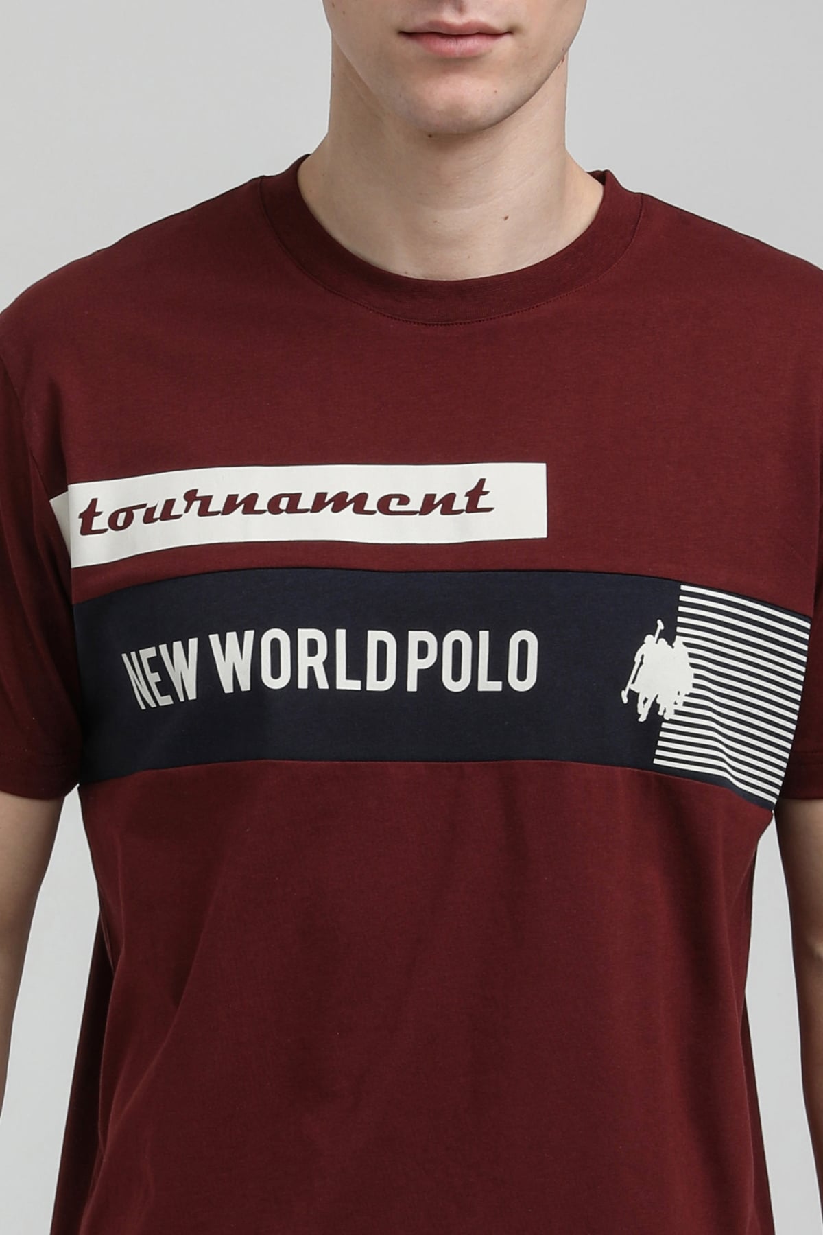 New World Polo Bisiklet Yaka Vişne Slim Fit Tişört 23SSM20325