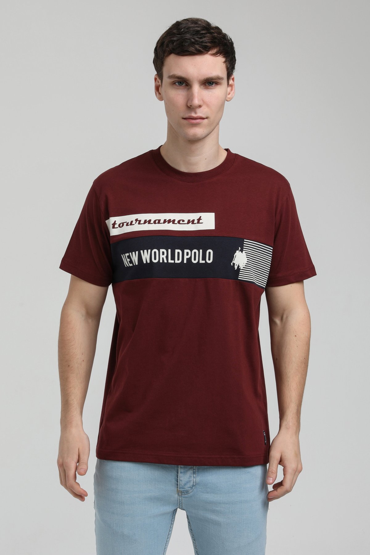 New World Polo Bisiklet Yaka Vişne Slim Fit Tişört 23SSM20325