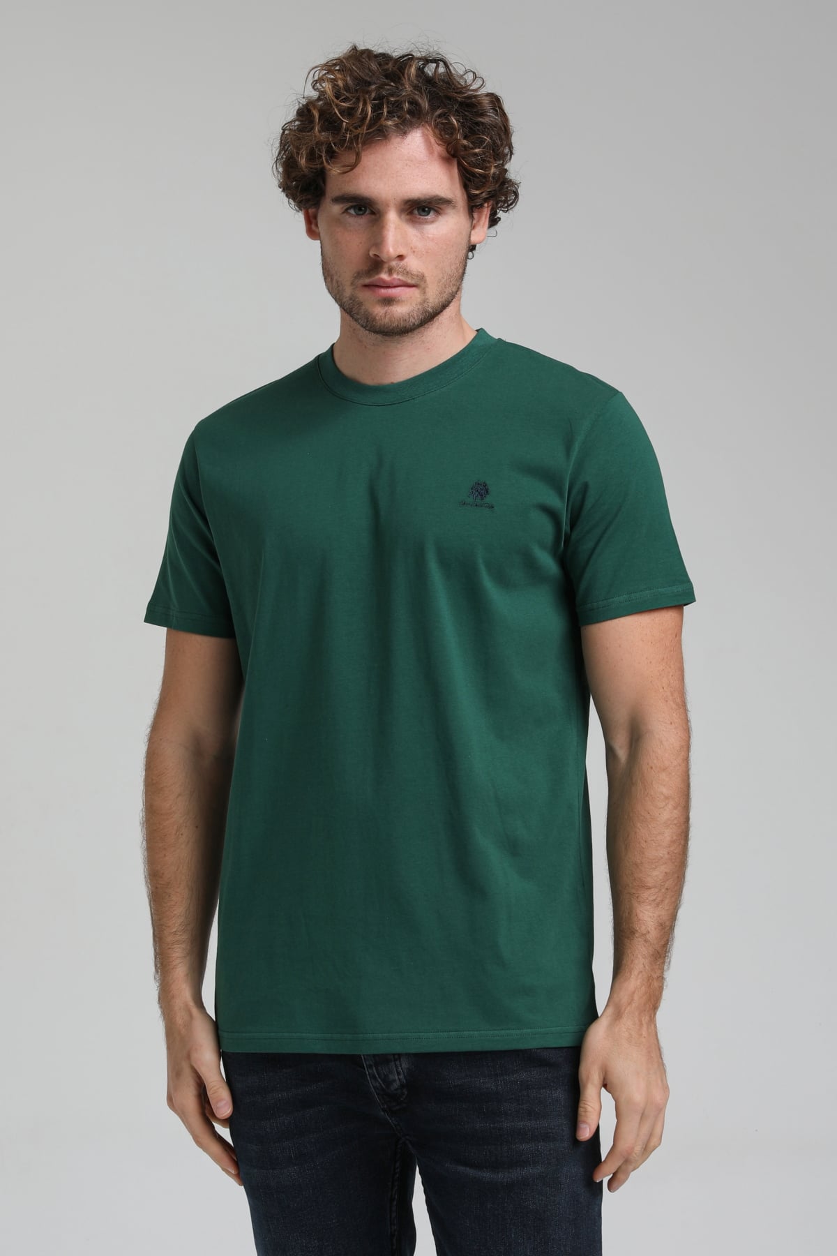 New World Polo Bisiklet Yaka Yeşil Regular Custom Tişört 23SSM20311