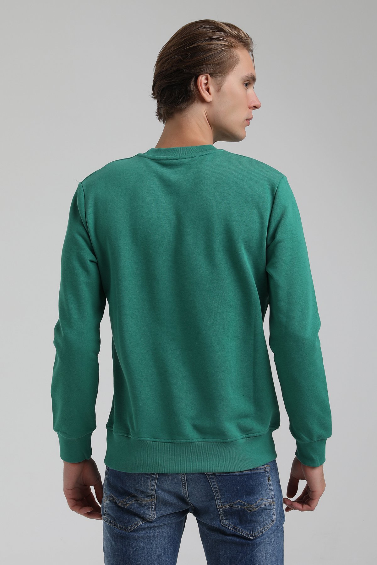 New World Polo Bisiklet Yaka Yeşil Regular Sweatshirt 22FWM60134