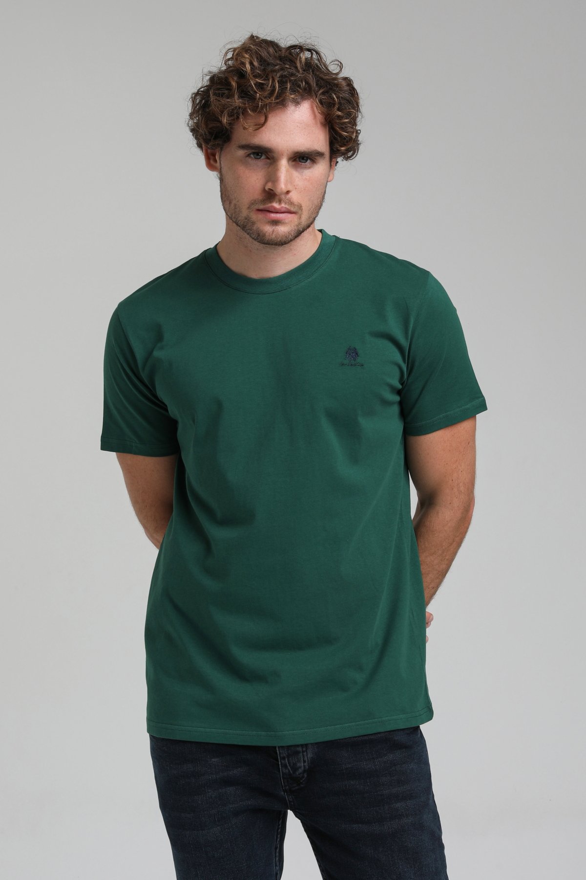 New World Polo Bisiklet Yaka Yeşil Regular Custom Tişört 23SSM20311