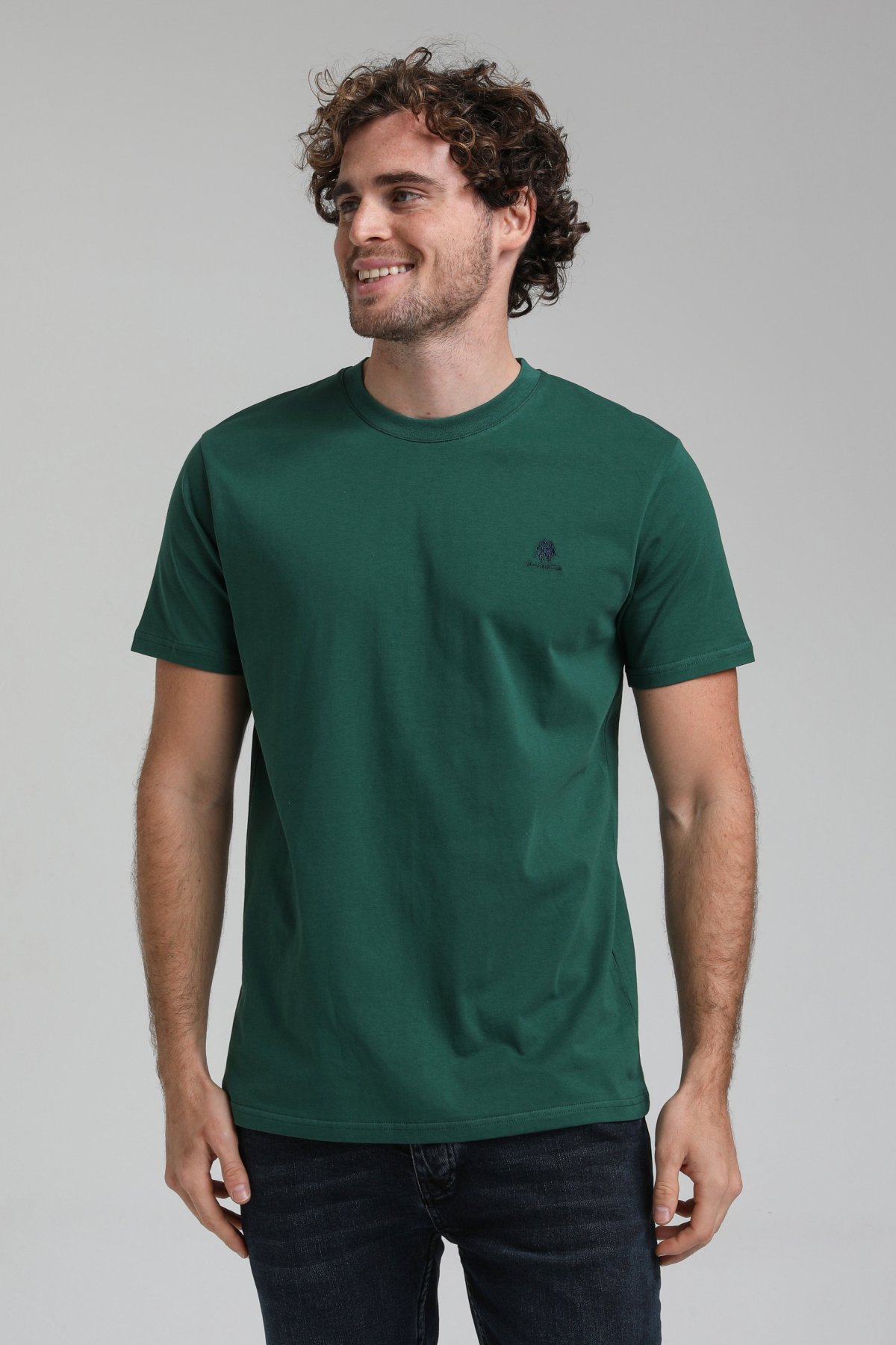 New World Polo Bisiklet Yaka Yeşil Regular Custom Tişört 23SSM20311