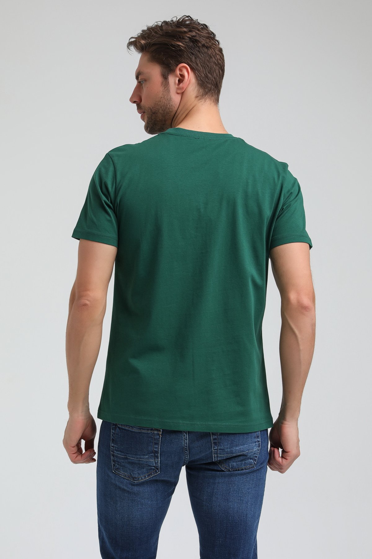 New World Polo Bisiklet Yaka Yeşil Regular Custom Tişört 23SSM20306