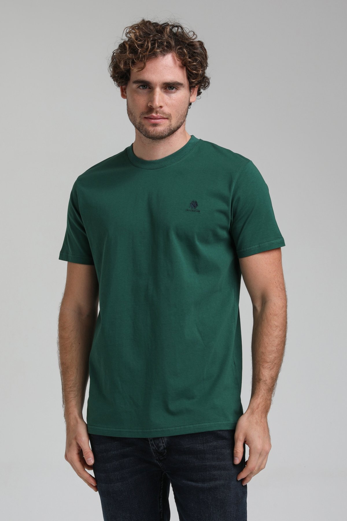 New World Polo Bisiklet Yaka Yeşil Regular Custom Tişört 23SSM20311