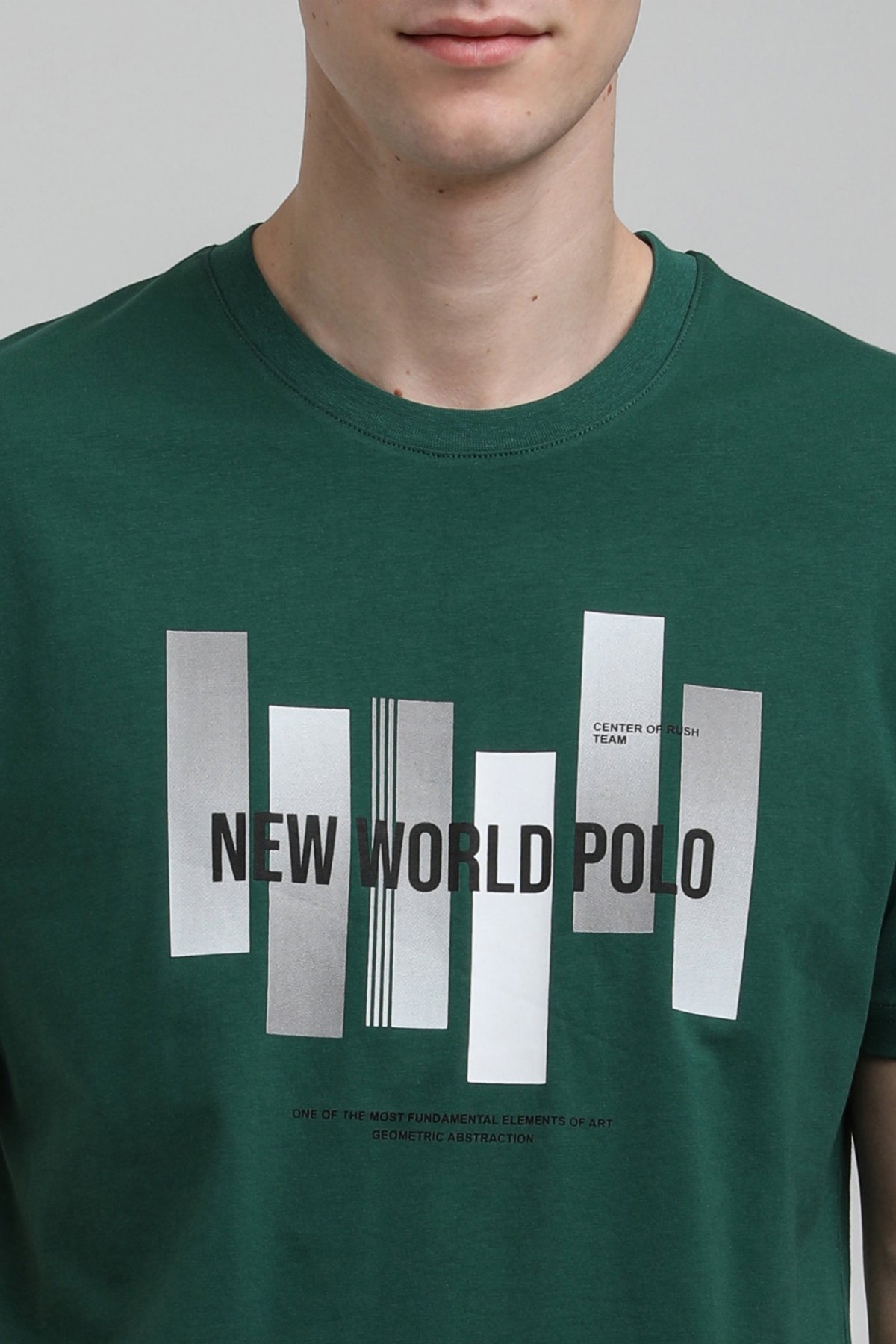 New World Polo Bisiklet Yaka Yeşil Regular Custom Tişört 23SSM20307