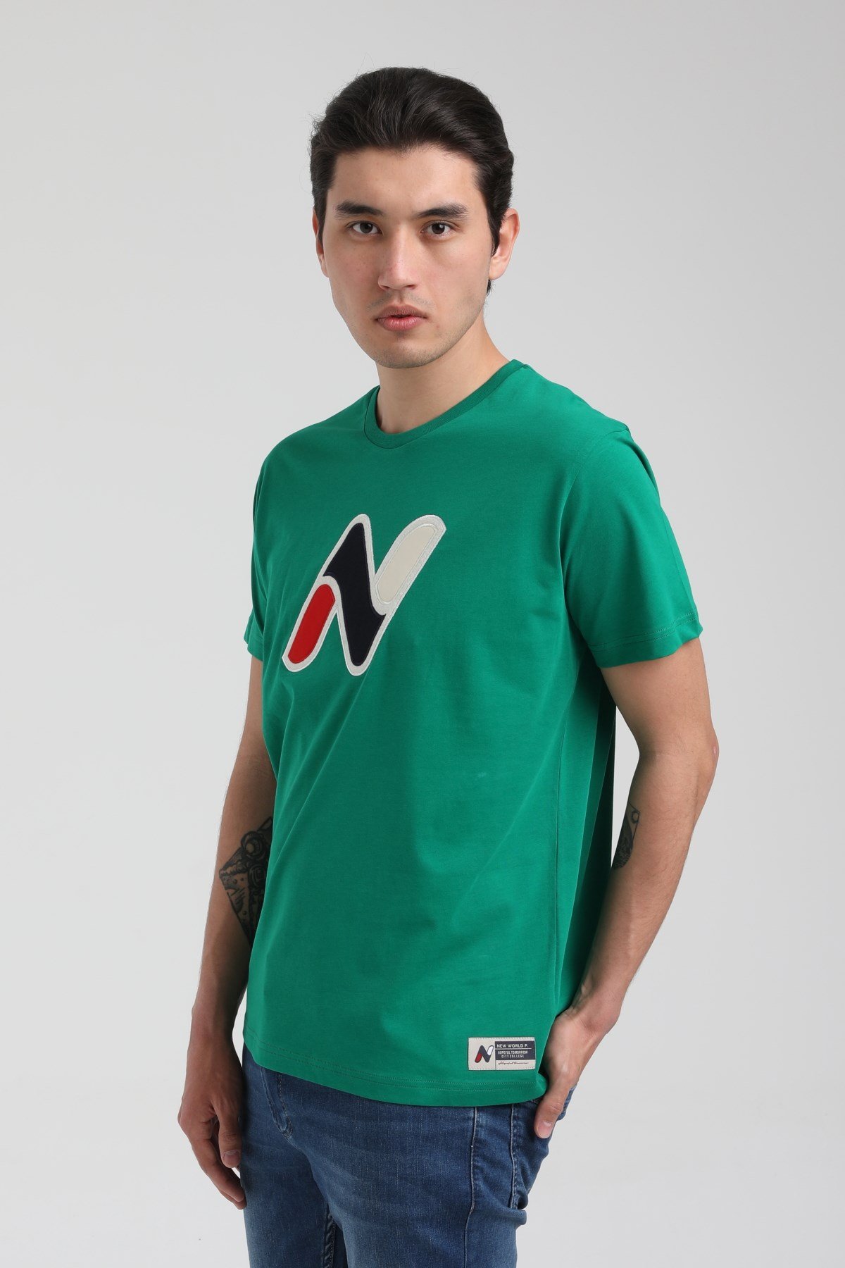 New World Polo Bisiklet Yaka Yeşil Slim Fit Tişört 22.01.T4.005