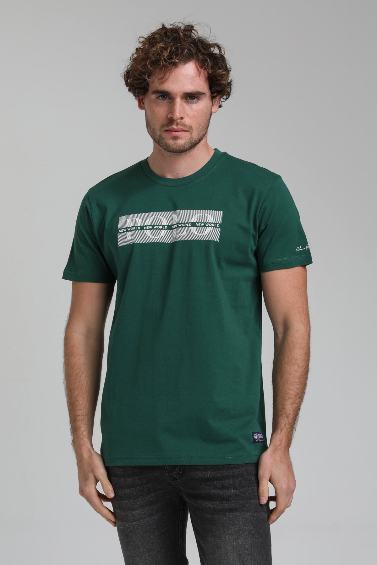 New World Polo Bisiklet Yaka Yeşil Slim Fit Tişört 23SSM20297