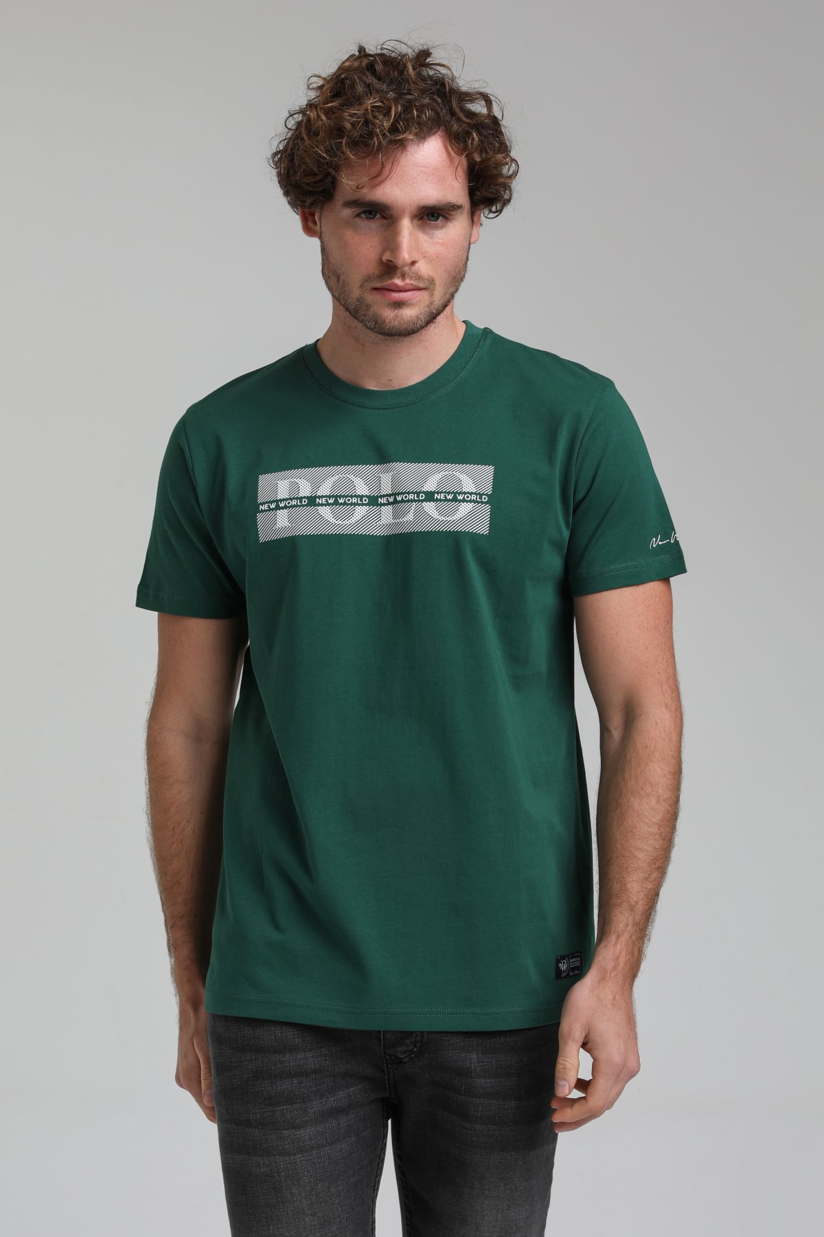 New World Polo Bisiklet Yaka Yeşil Slim Fit Tişört 23SSM20297
