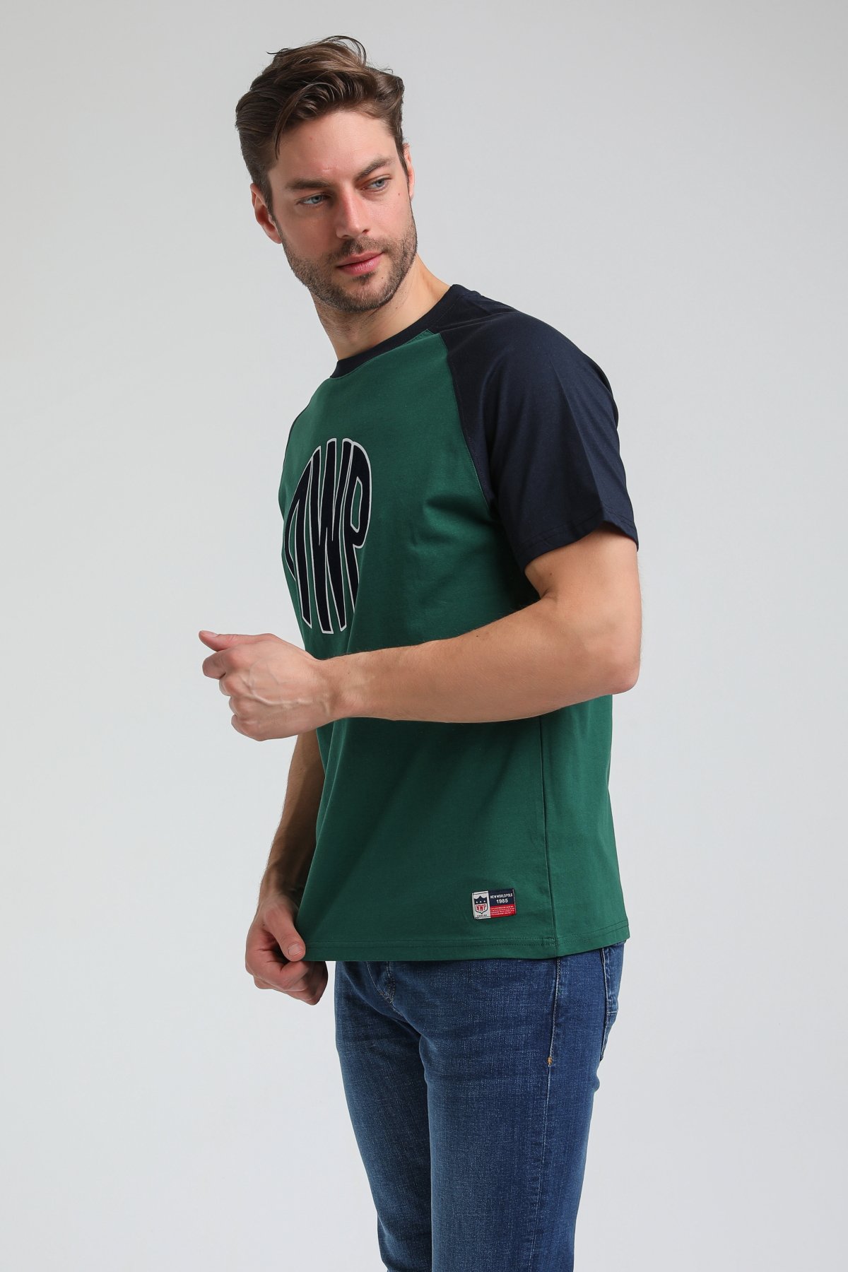 New World Polo Bisiklet Yaka Yeşil Slim Fit Tişört 23SSM20301