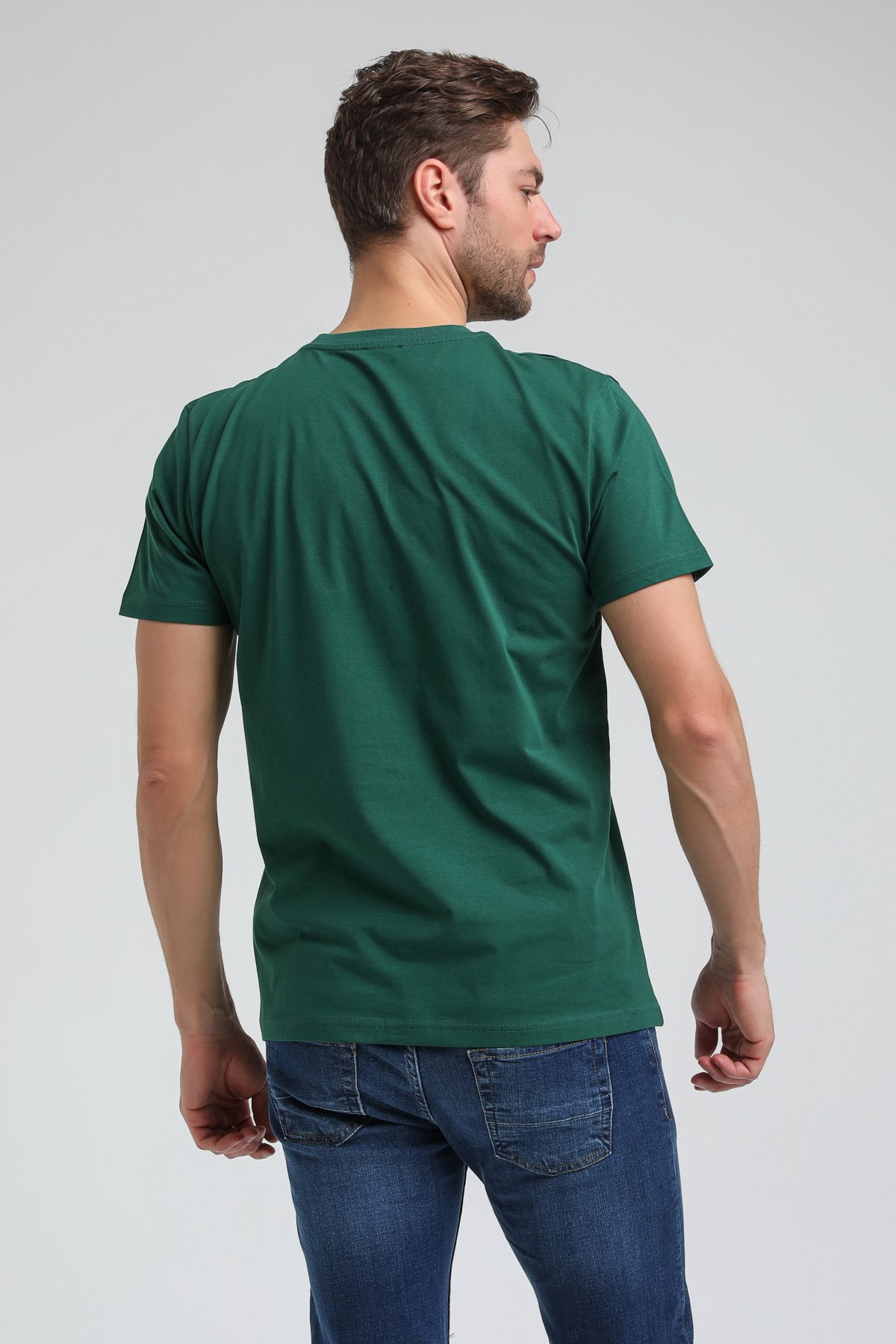 New World Polo Bisiklet Yaka Yeşil Slim Fit Tişört 23SSM20313