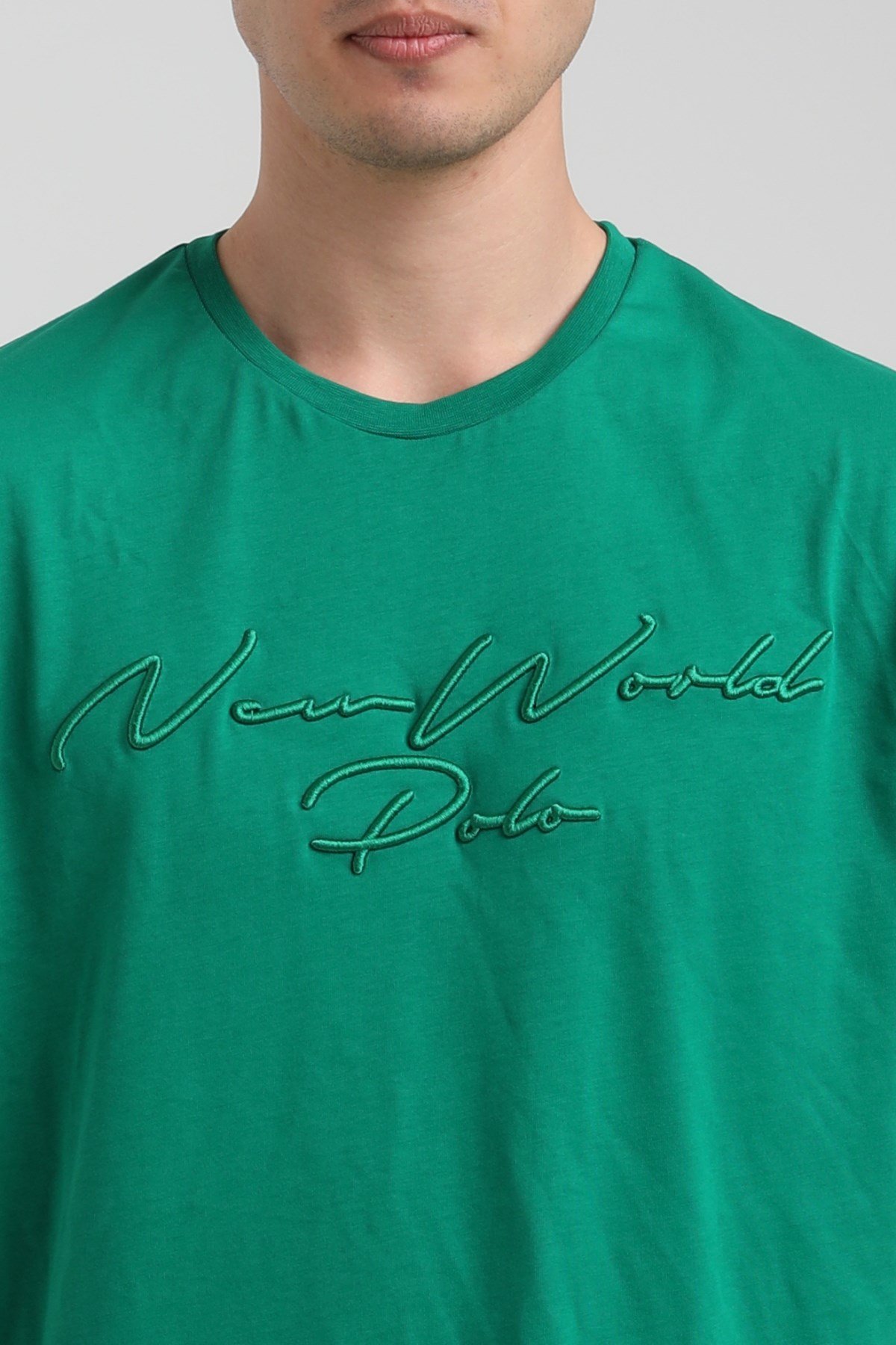 New World Polo Bisiklet Yaka Yeşil Slim Fit Tişört 22.01.T4.003