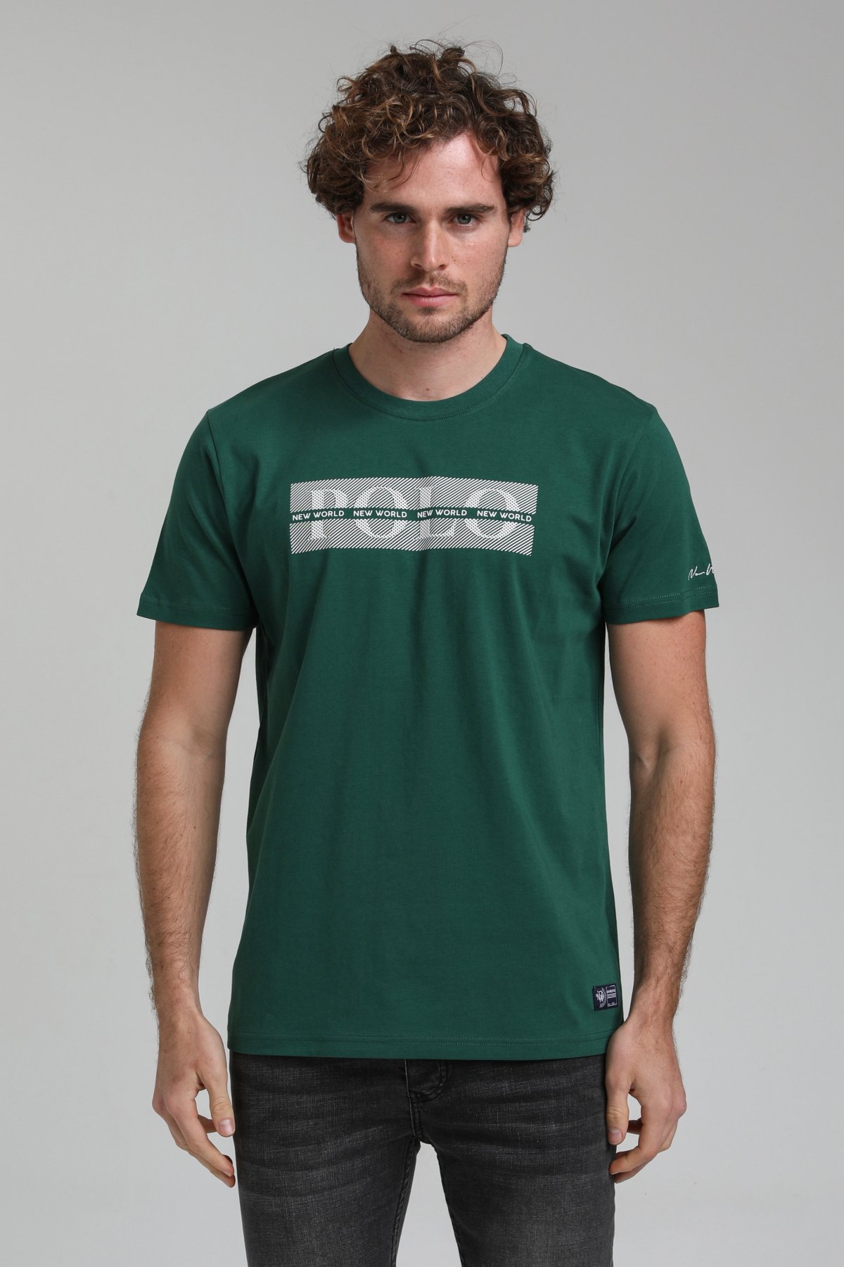 New World Polo Bisiklet Yaka Yeşil Slim Fit Tişört 23SSM20297