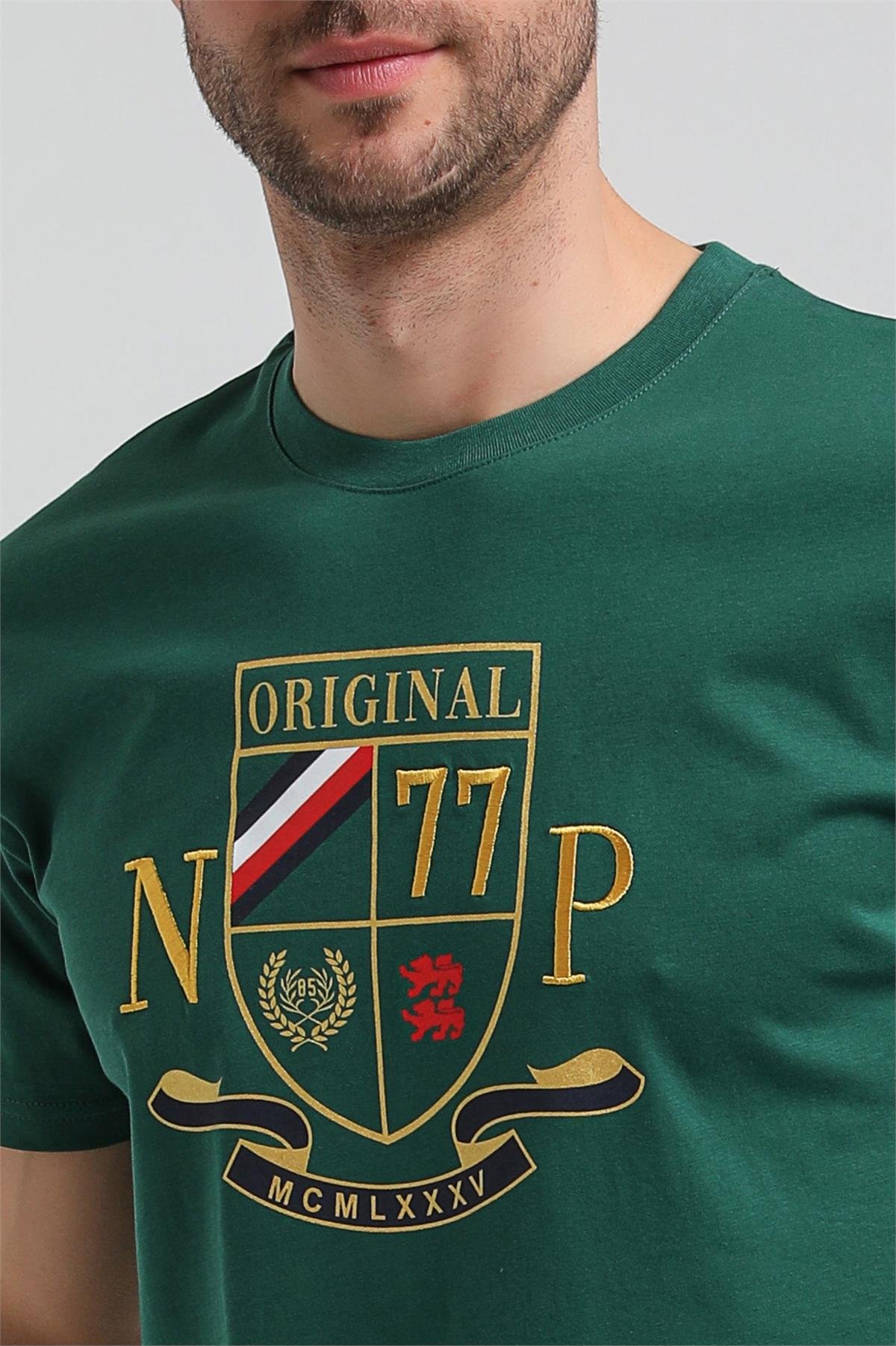 New World Polo Bisiklet Yaka Yeşil Slim Fit Tişört 23SSM20313