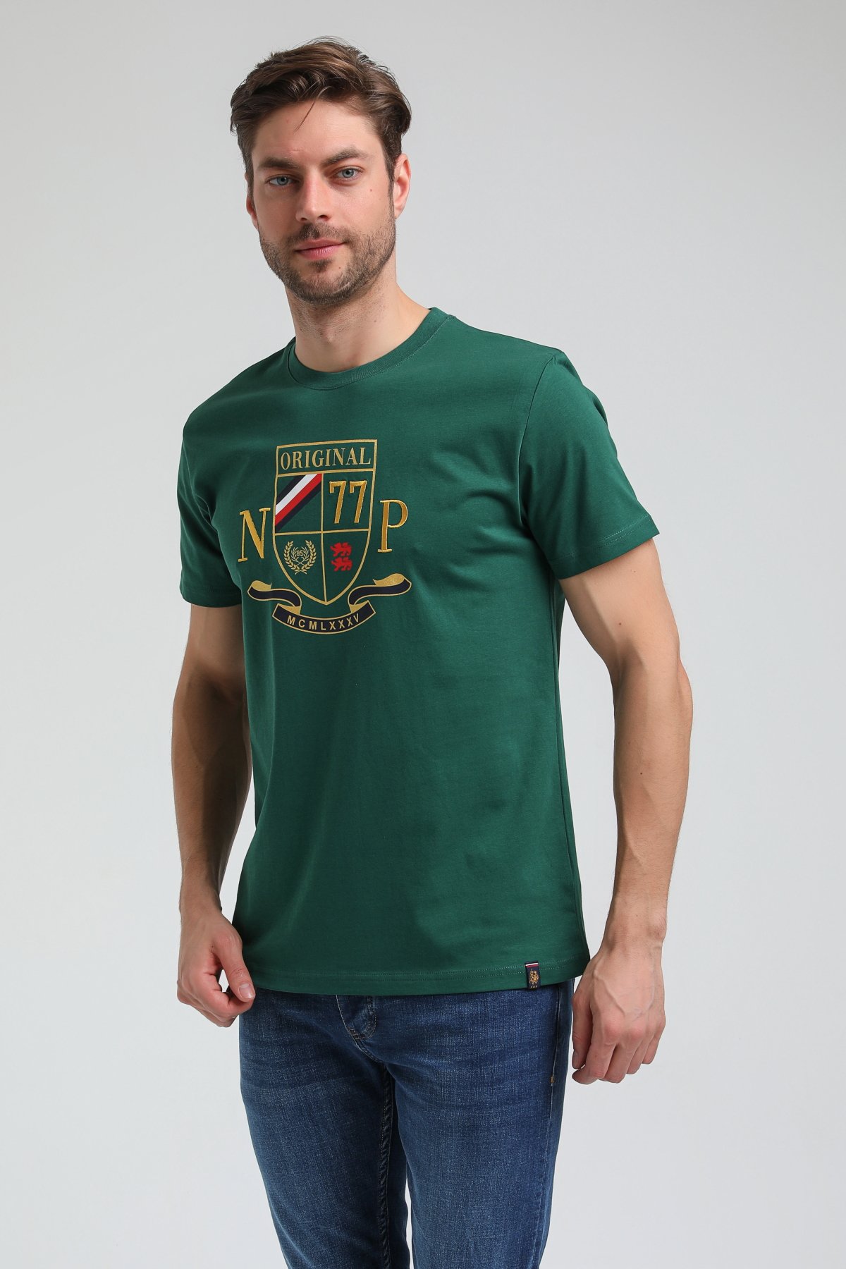 New World Polo Bisiklet Yaka Yeşil Slim Fit Tişört 23SSM20313