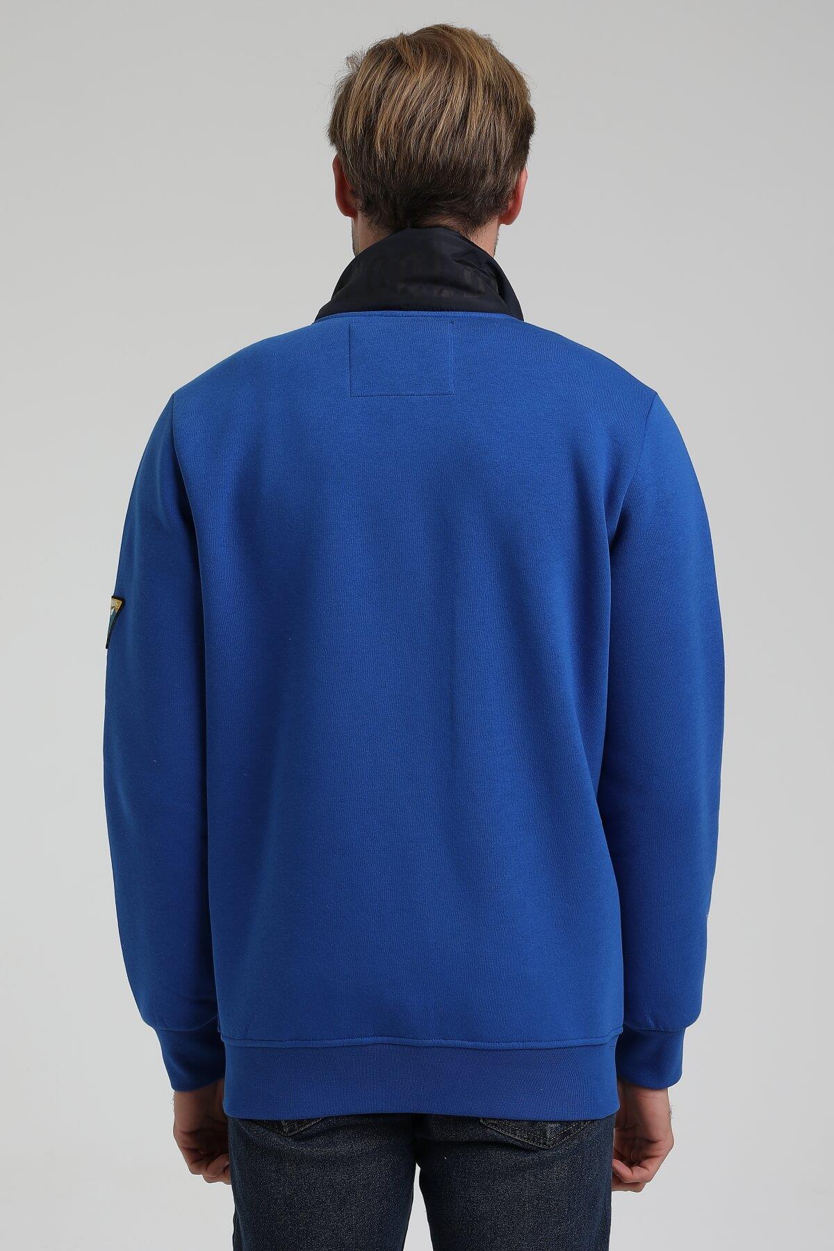 New World Polo Dik Yaka Saks Slim Fit Full-Zip Sweatshirt 22FWM64038