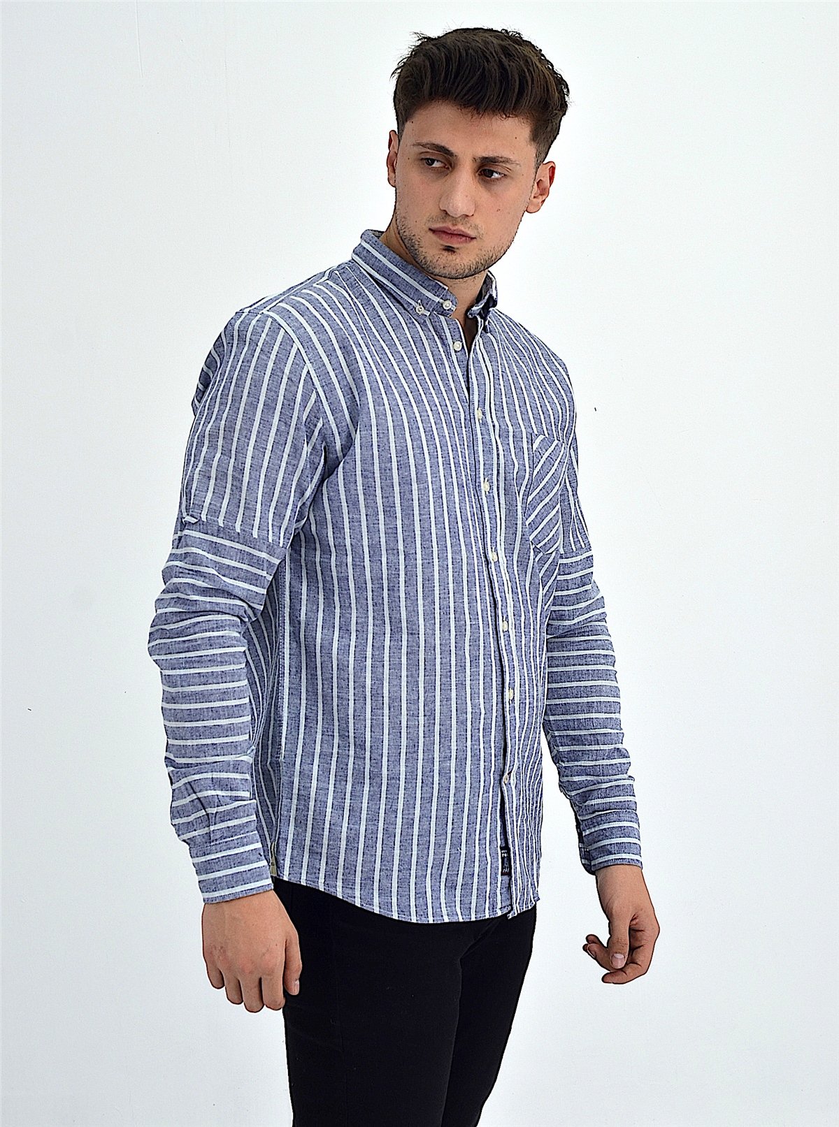 New World Polo Gömlek Lacivert Regular Custom  30015