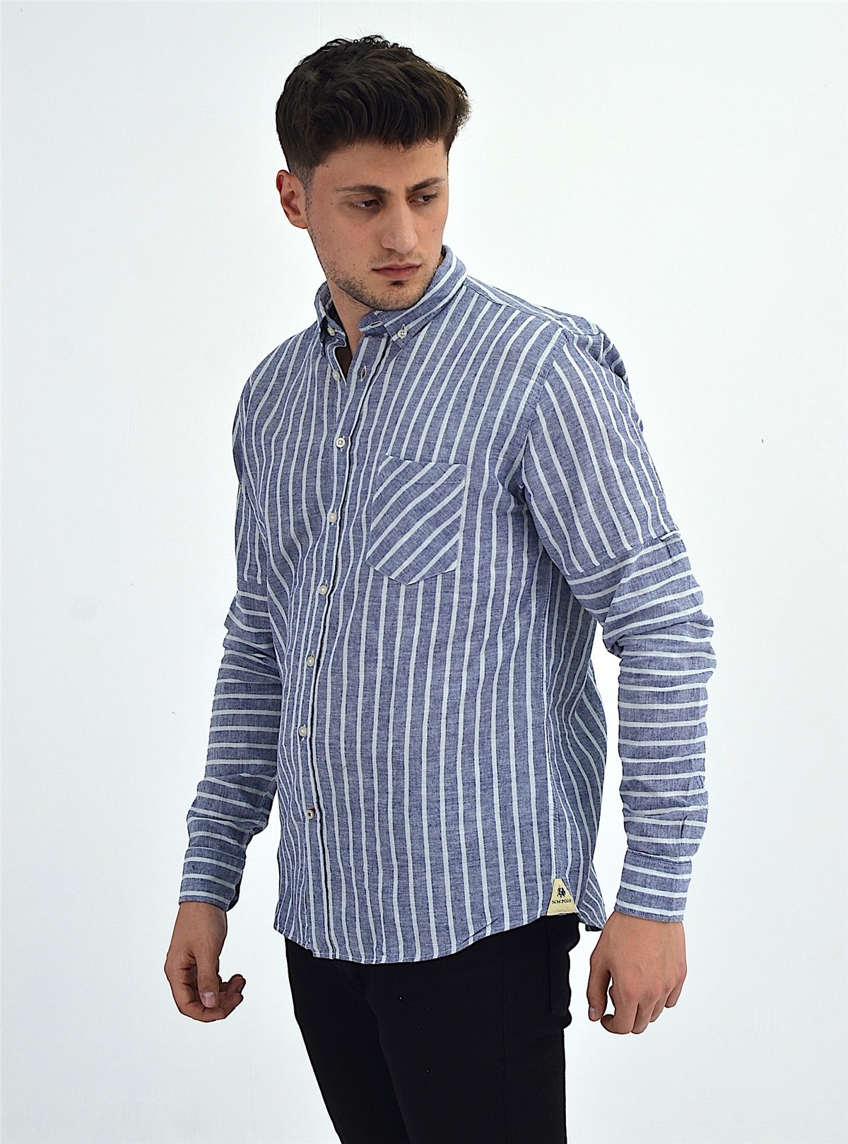 New World Polo Gömlek Lacivert Regular Custom  30015