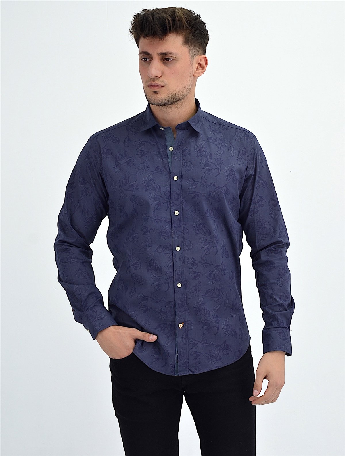 New World Polo Gömlek Lacivert Slim Fit  30007