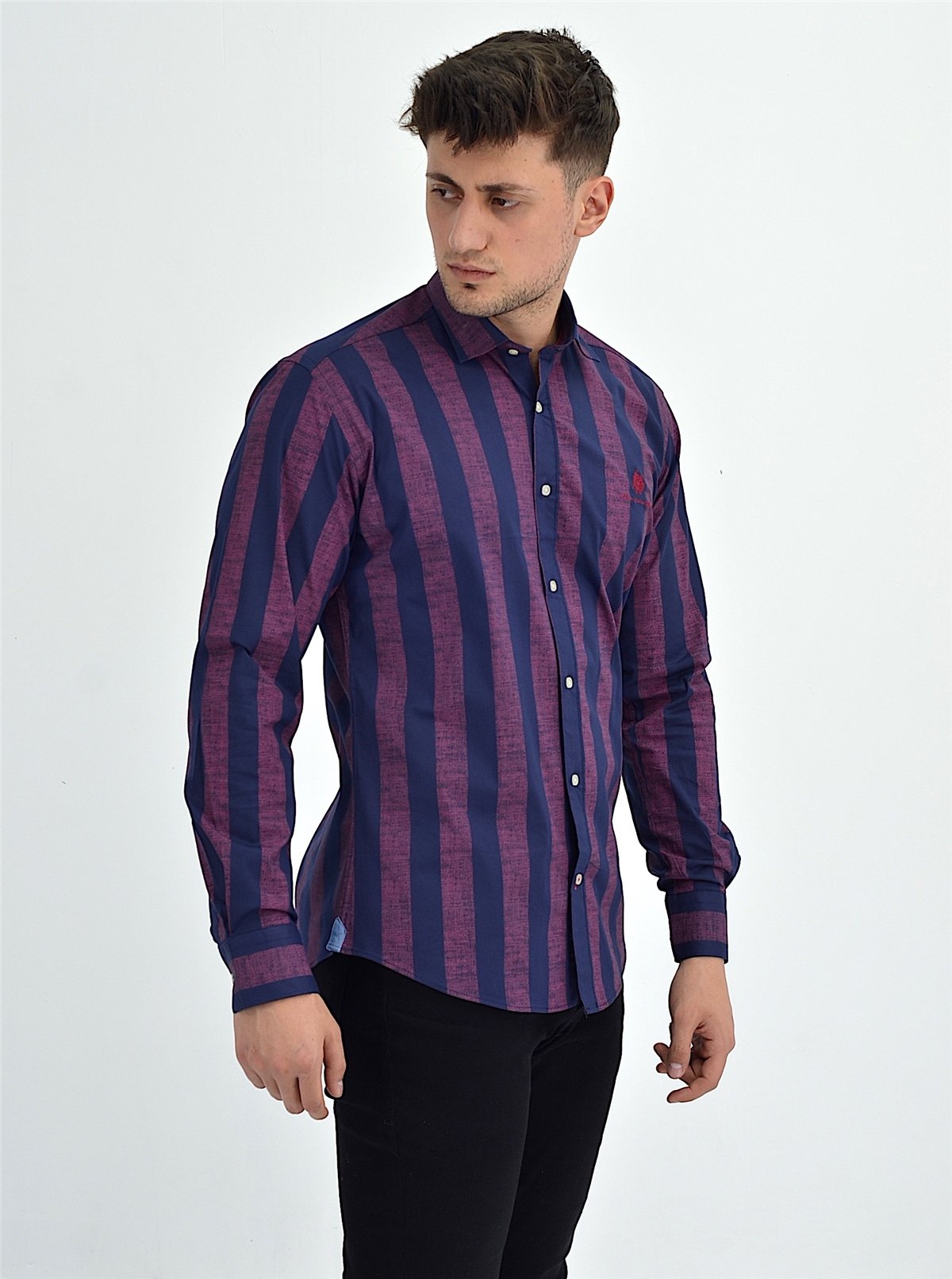 New World Polo Gömlek Mürdüm Slim Fit  30008