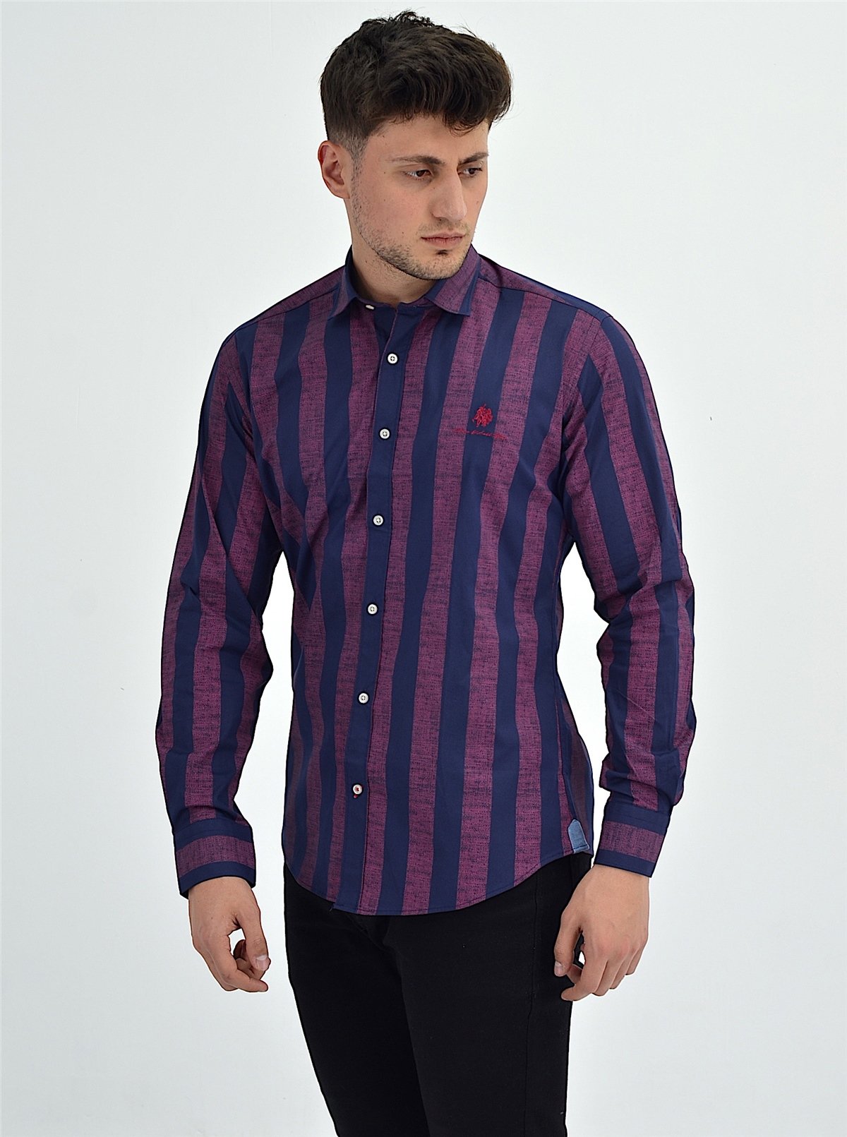 New World Polo Gömlek Mürdüm Slim Fit  30008