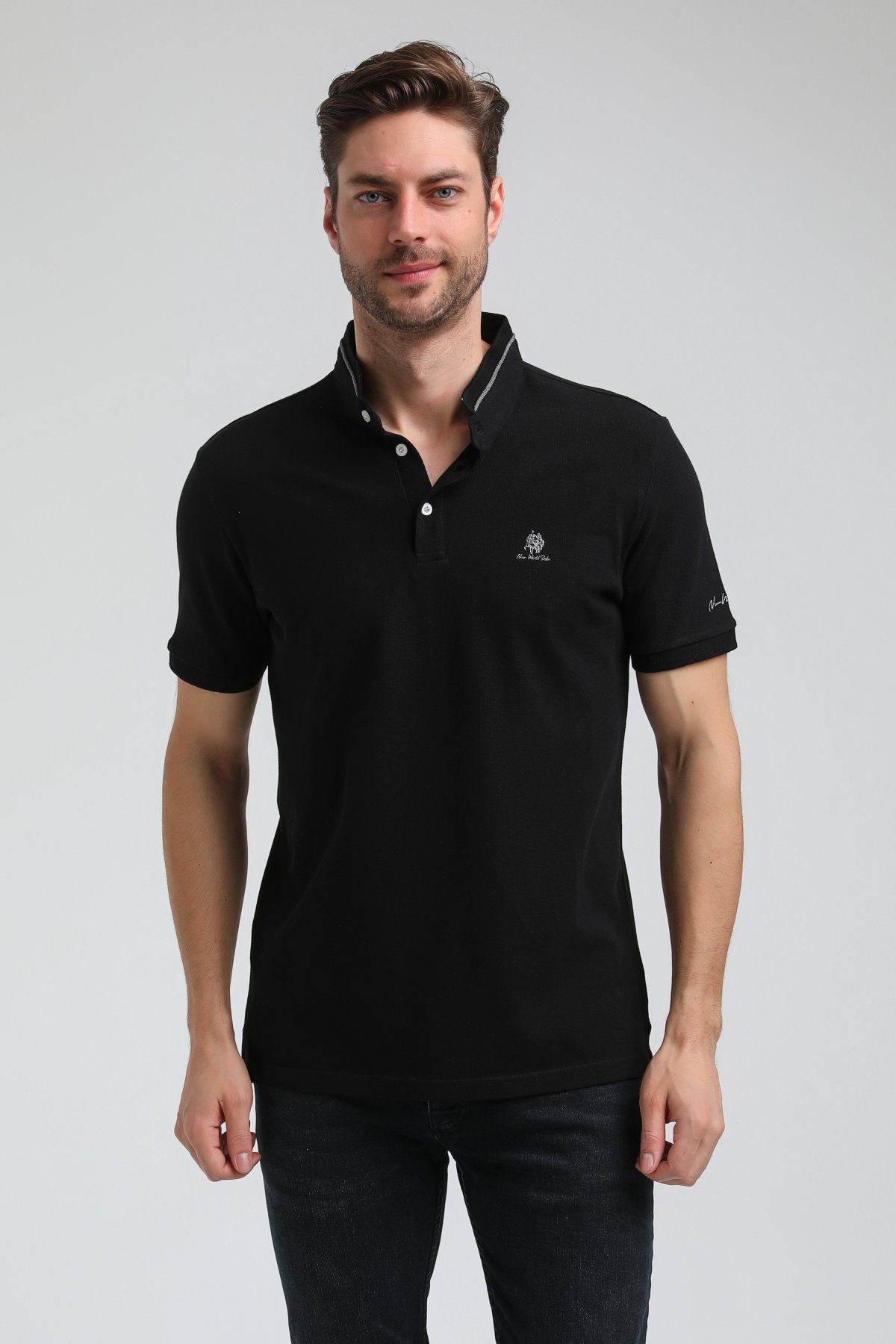 New World Polo Hakim Yaka Siyah Slim Fit Polo 23SSM10247
