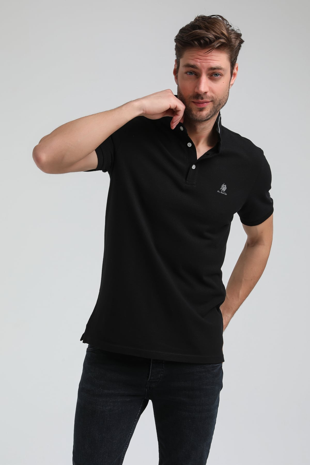 New World Polo Hakim Yaka Siyah Slim Fit Polo 23SSM10247