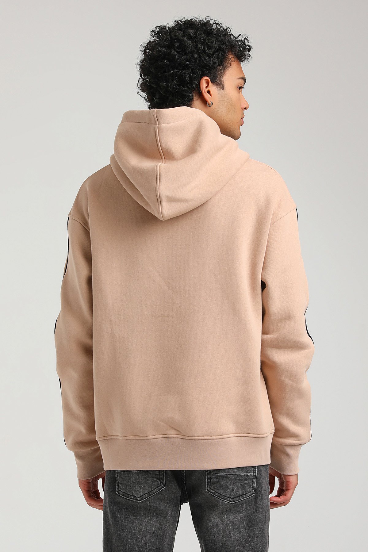 New World Polo Kapşonlu Bej Slim Fit Hoodie 23FWM64060