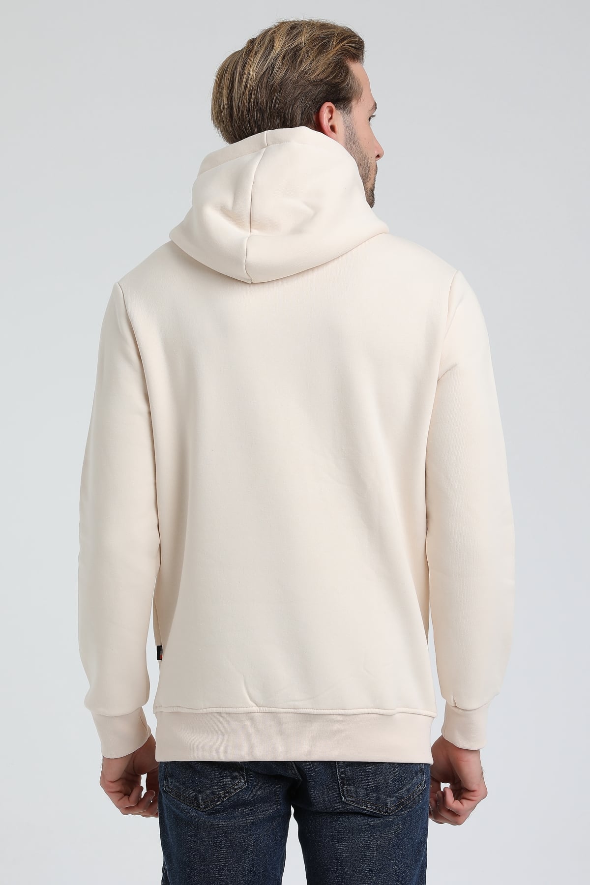 New World Polo Kapşonlu Ekru Slim Fit Sweatshirt 22FWM64013