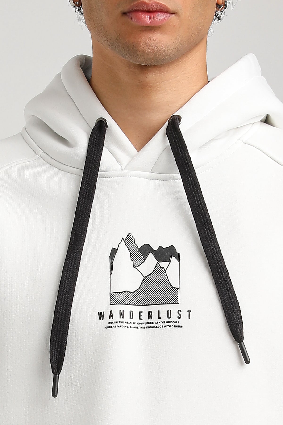 New World Polo Kapşonlu Ekru Slim Fit Hoodie 23FWM64042