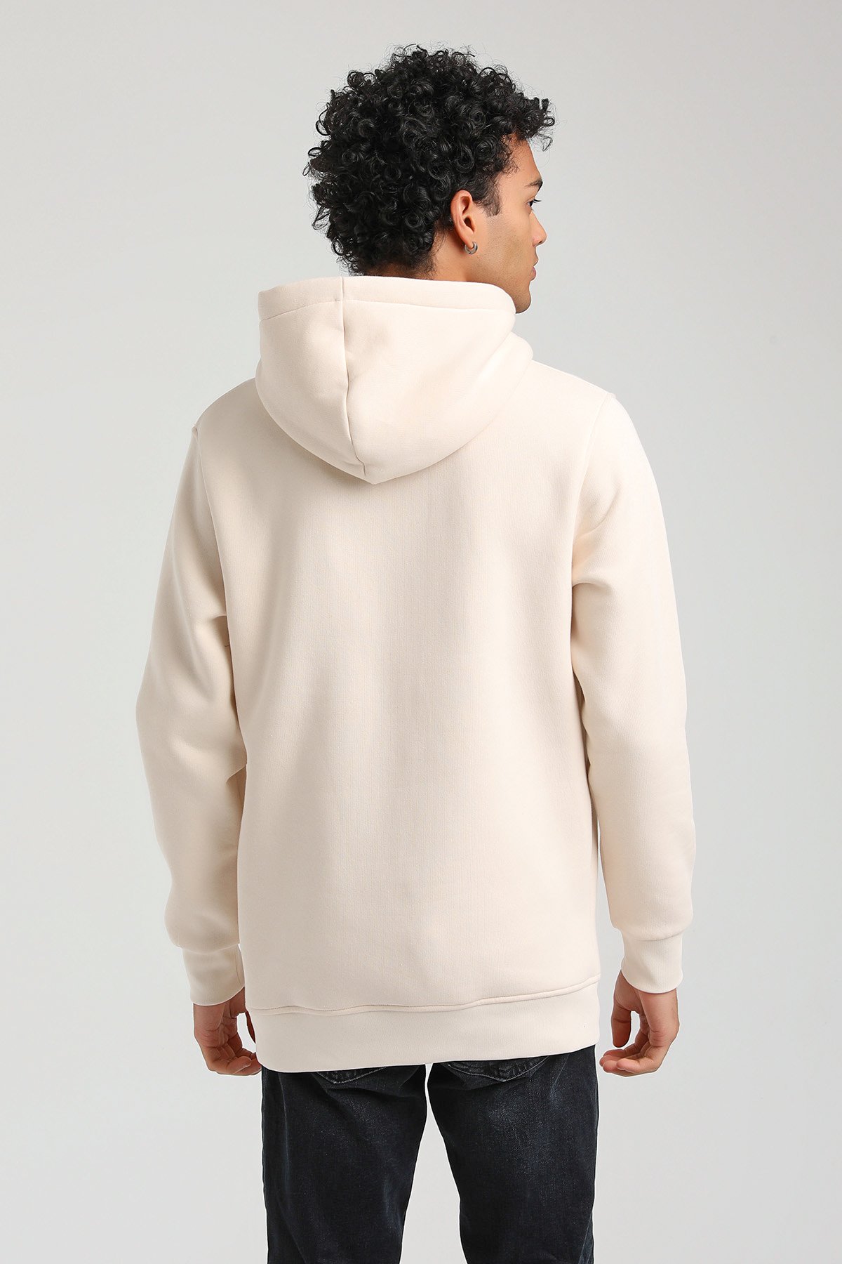 New World Polo Kapşonlu Ekru Slim Fit Hoodie 23FWM64045