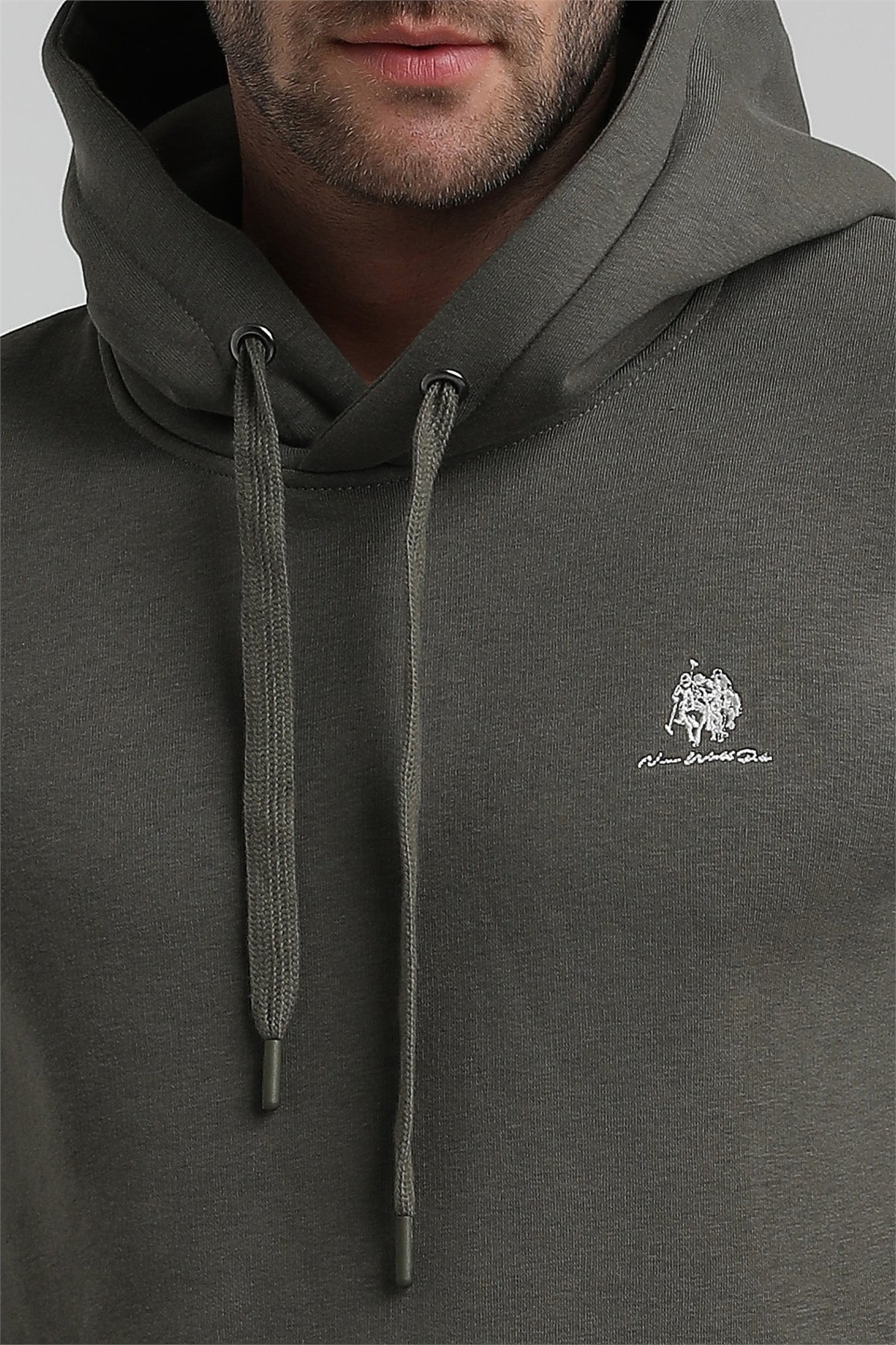 New World Polo Kapşonlu Haki Slim Fit Sweatshirt 22FWM64013