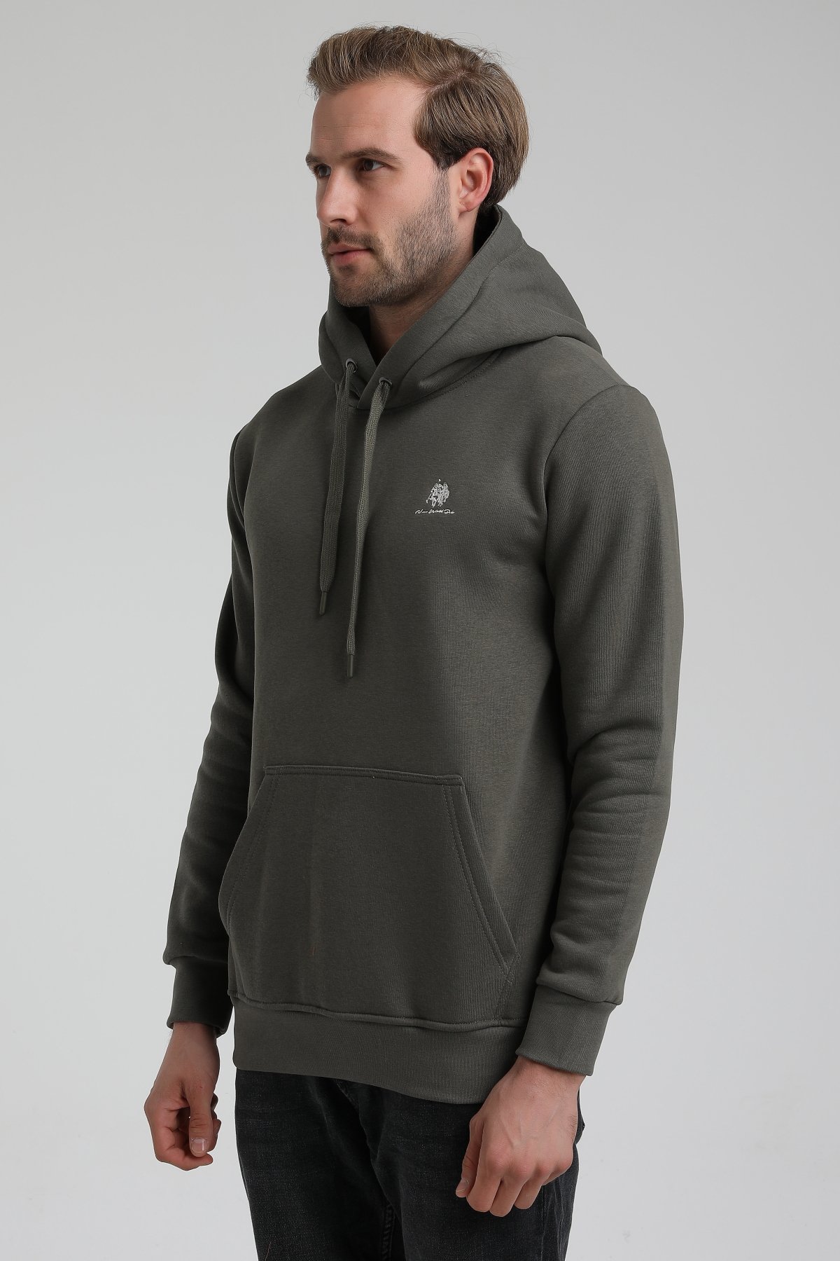 New World Polo Kapşonlu Haki Slim Fit Sweatshirt 22FWM64013