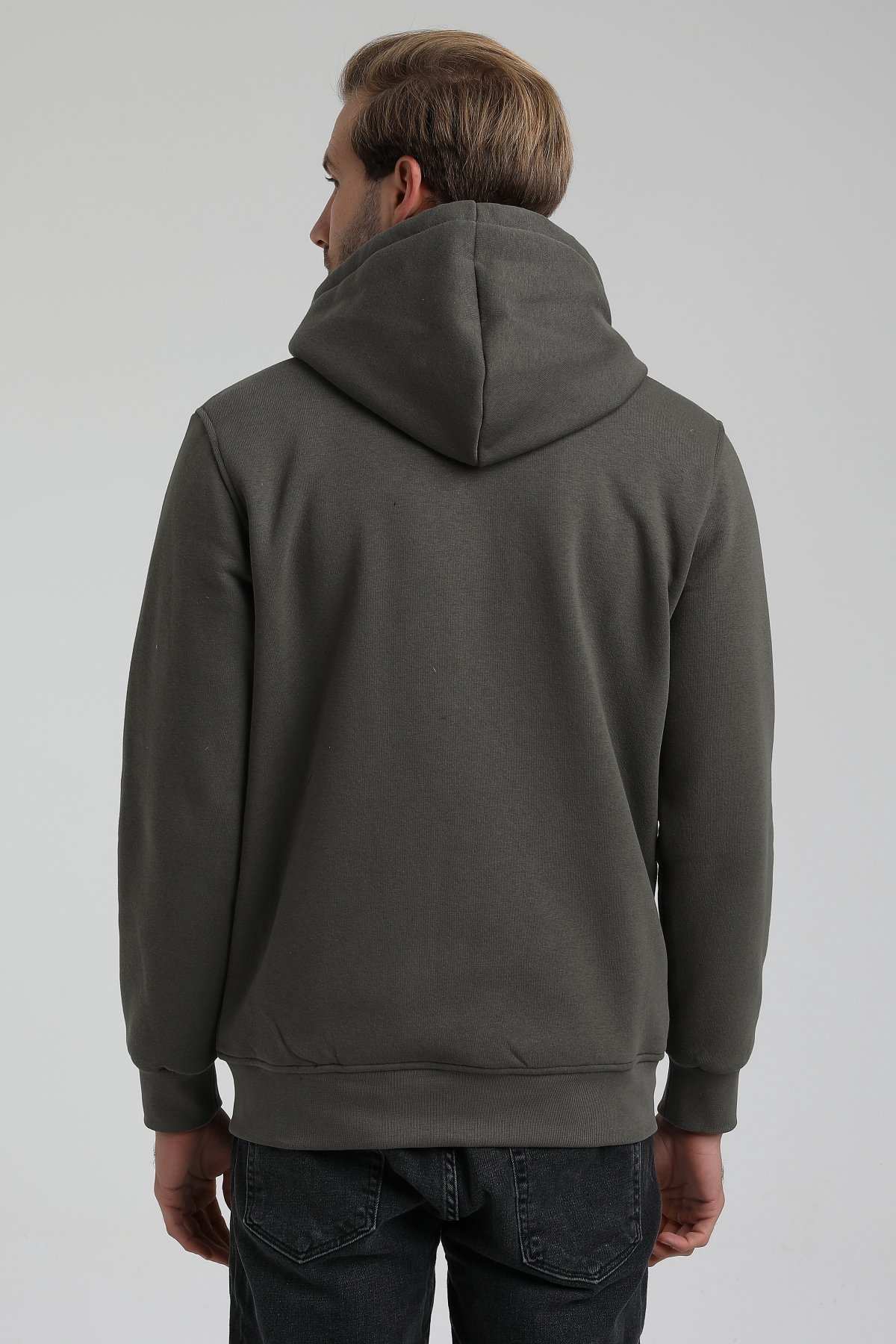 New World Polo Kapşonlu Haki Slim Fit Sweatshirt 22FWM64040