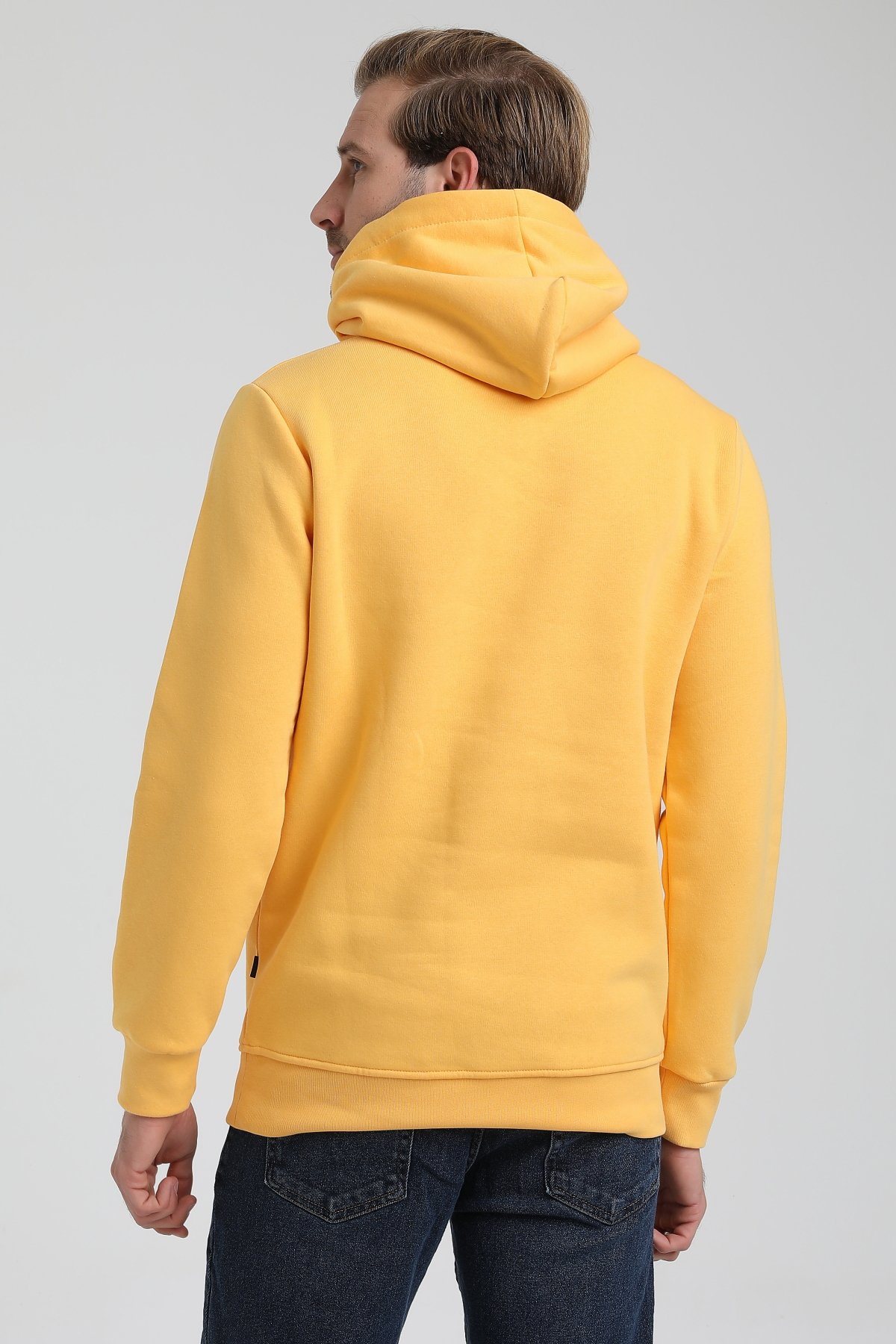 New World Polo Kapşonlu Hardal Slim Fit Sweatshirt 22FWM64013