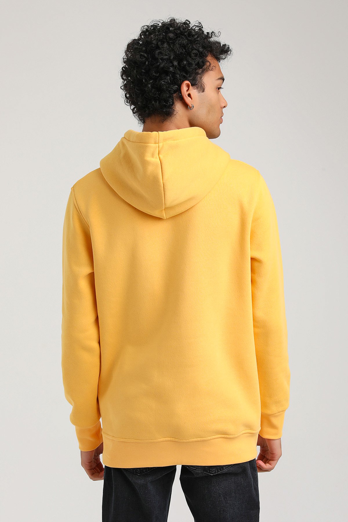 New World Polo Kapşonlu Hardal Slim Fit Hoodie 23FWM64052