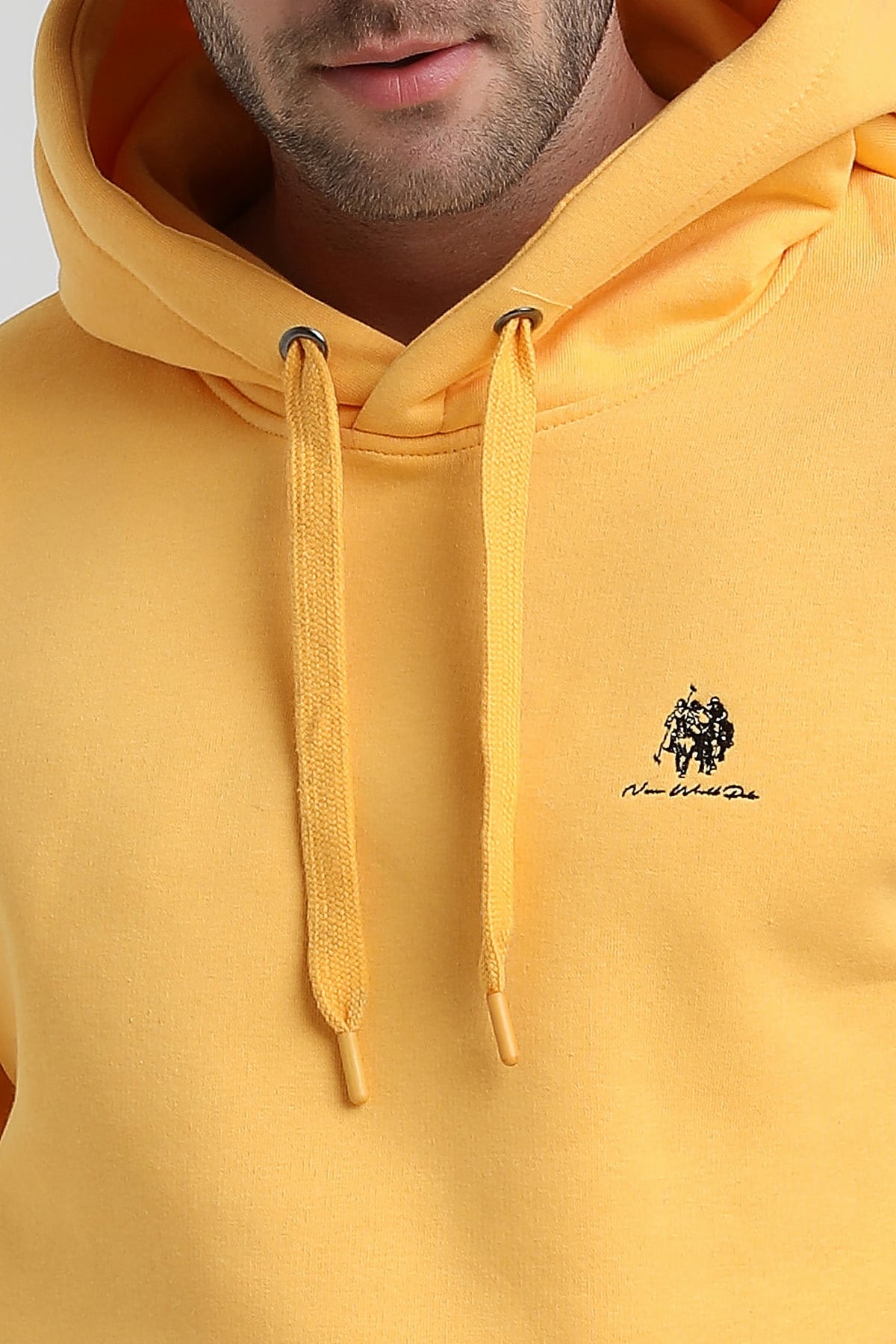 New World Polo Kapşonlu Hardal Slim Fit Sweatshirt 22FWM64013
