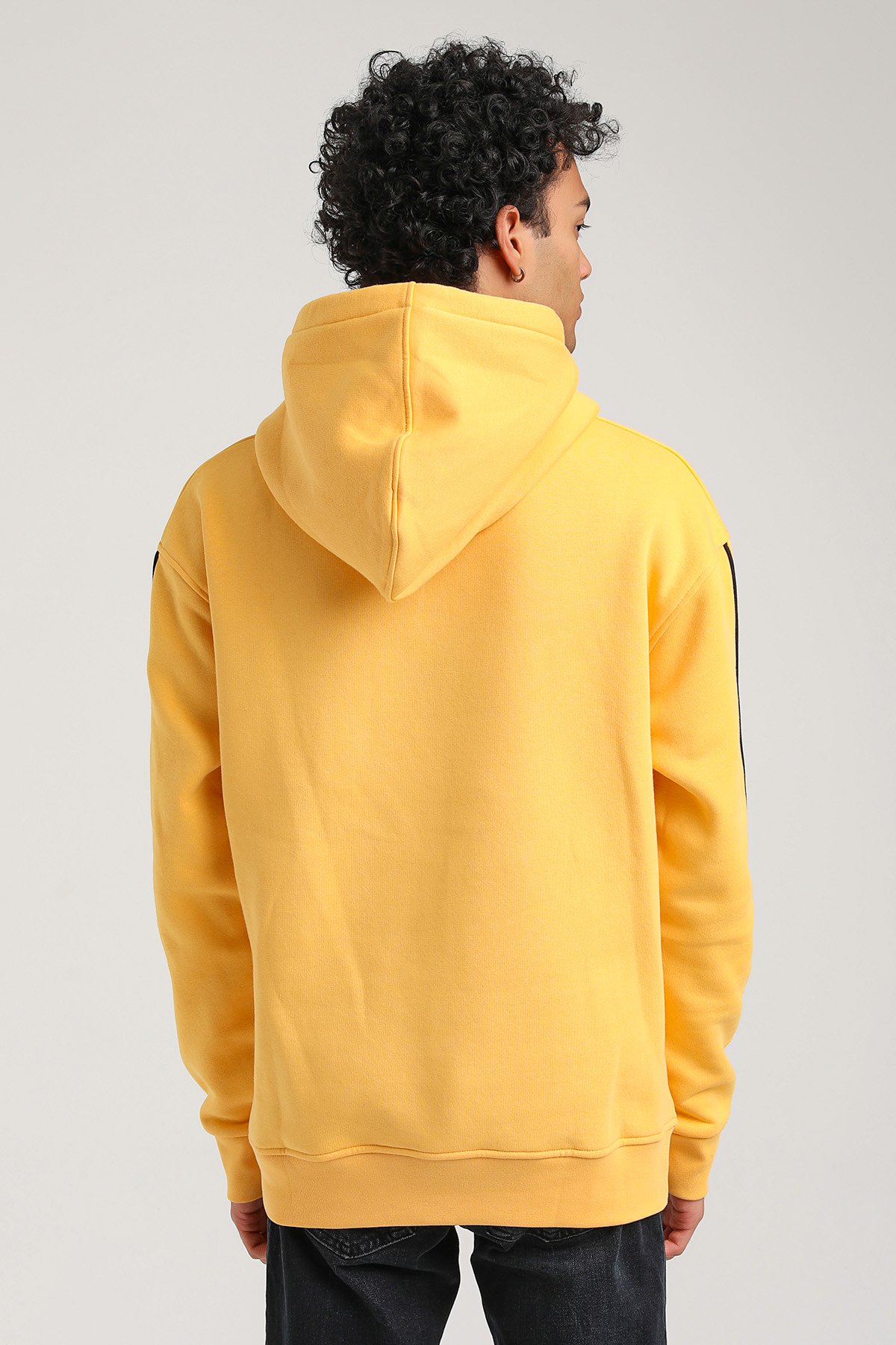 New World Polo Kapşonlu Hardal Slim Fit Hoodie 23FWM64060