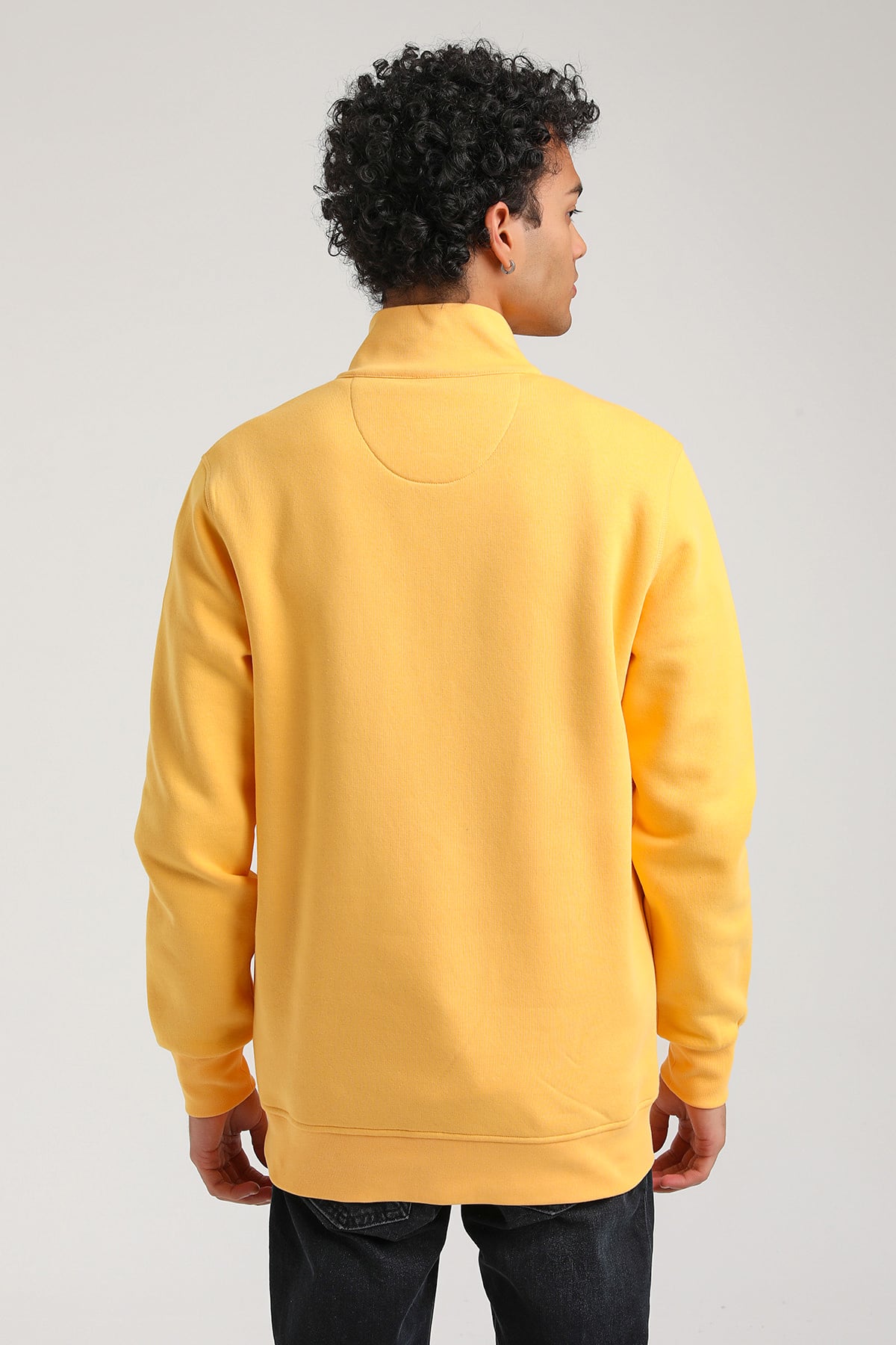 New World Polo Kapşonlu Hardal Slim Fit Hoodie 23FWM64064