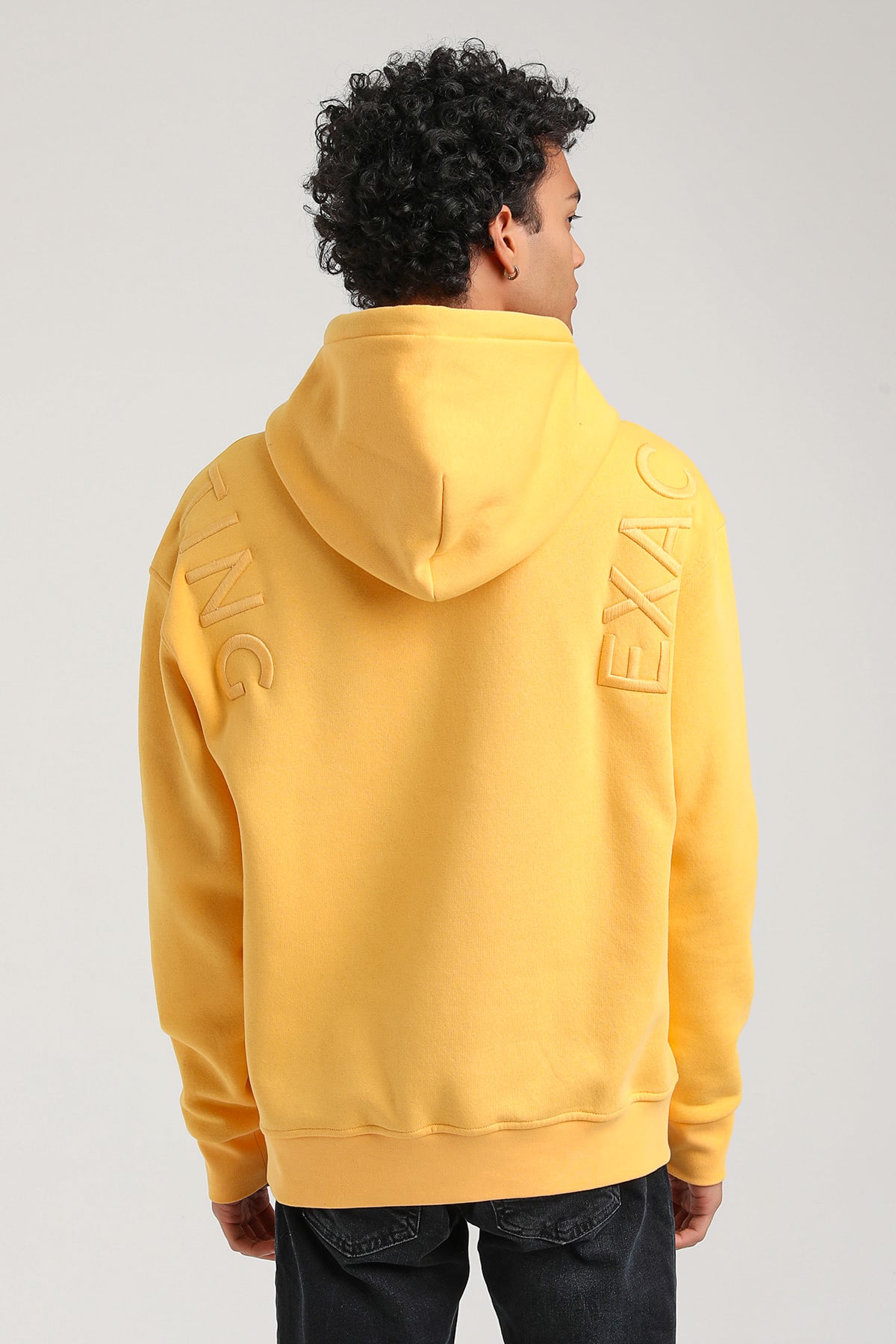 New World Polo Kapşonlu Hardal Slim Fit Hoodie 23FWM64048