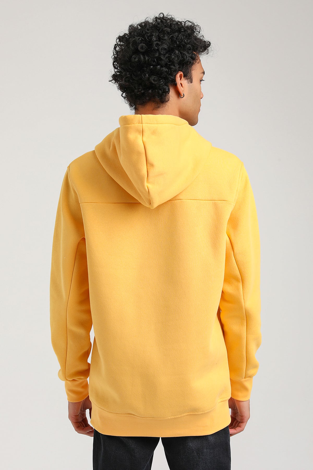 New World Polo Kapşonlu Hardal Slim Fit Hoodie 23FWM64049