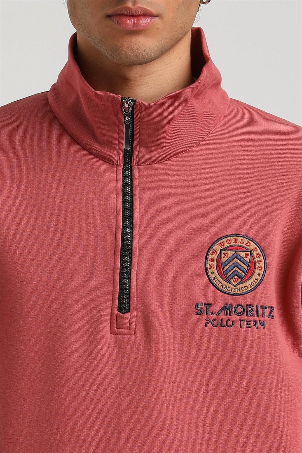 New World Polo Kapşonlu Kestane Slim Fit Hoodie 23FWM64064