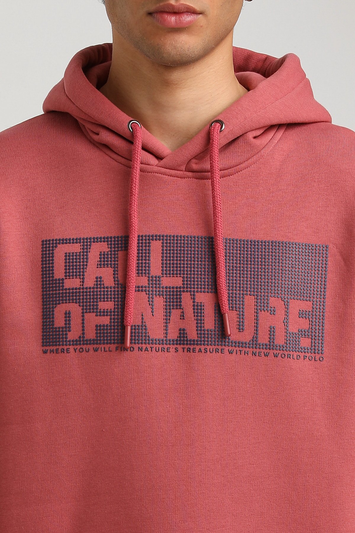 New World Polo Kapşonlu Kestane Slim Fit Hoodie 23FWM64045