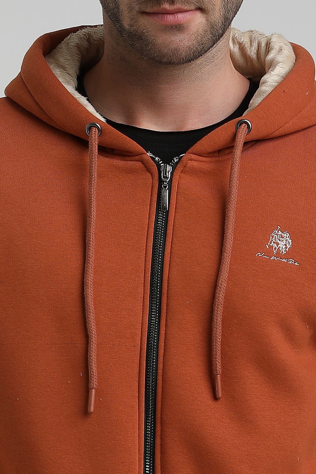 New World Polo Kapşonlu Kiremit Slim Fit Sweatshirt 22FWM64040