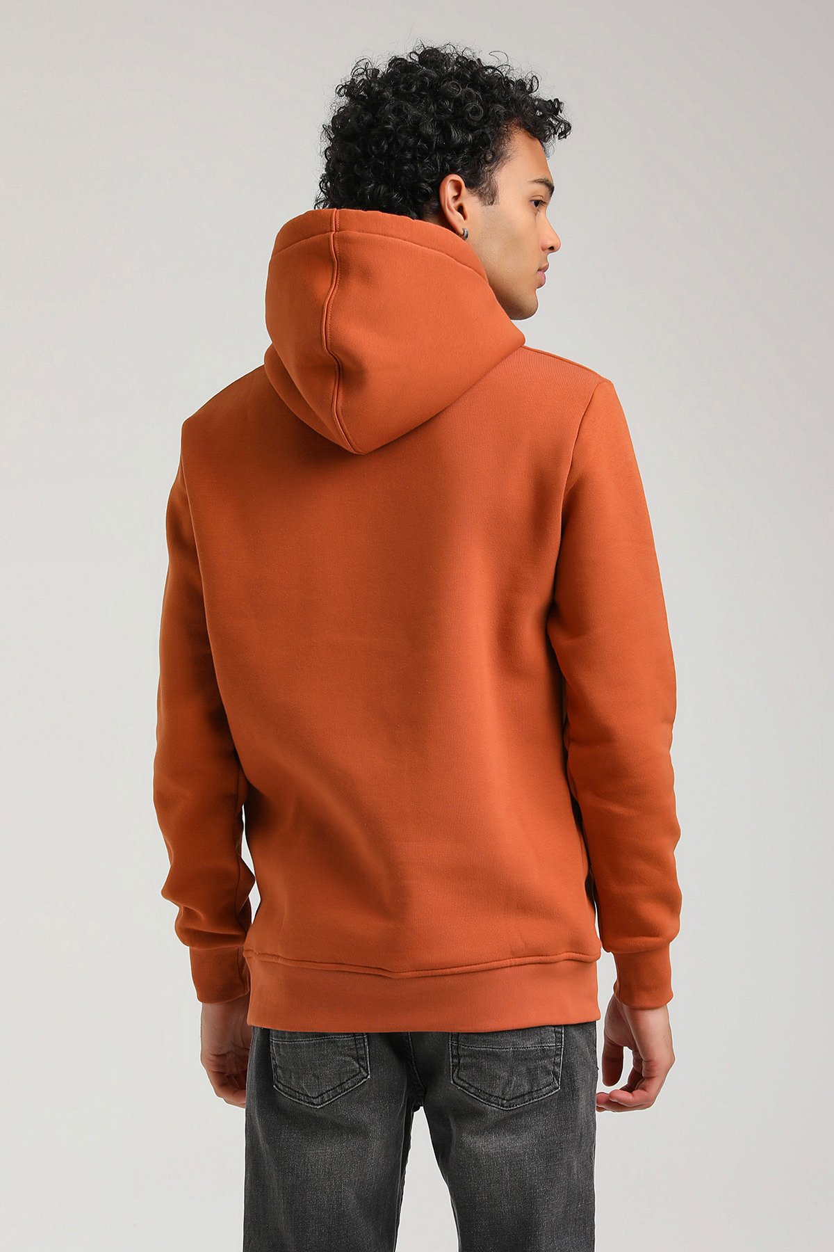 New World Polo Kapşonlu Kiremit Slim Fit Hoodie 23FWM64062