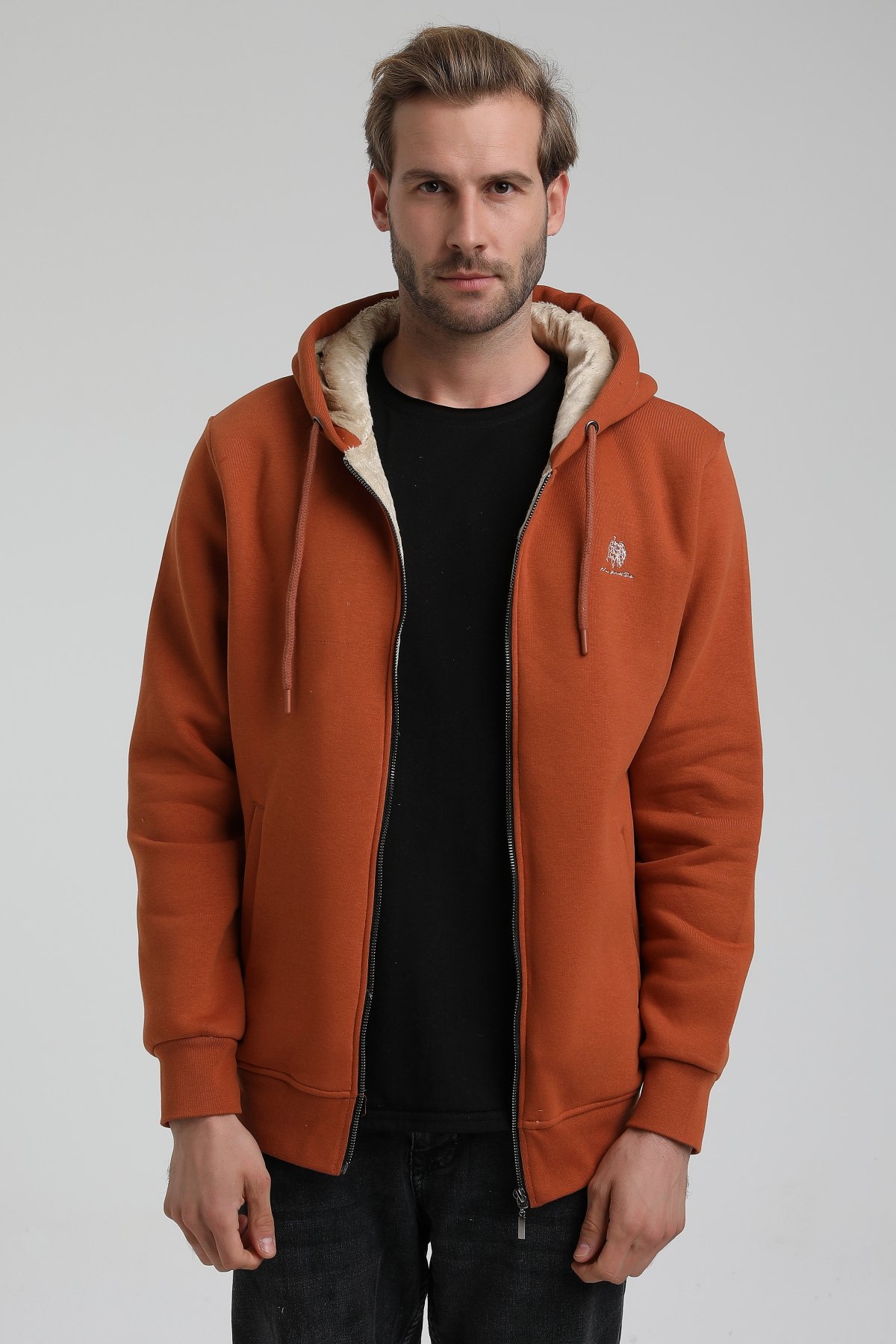 New World Polo Kapşonlu Kiremit Slim Fit Sweatshirt 22FWM64040