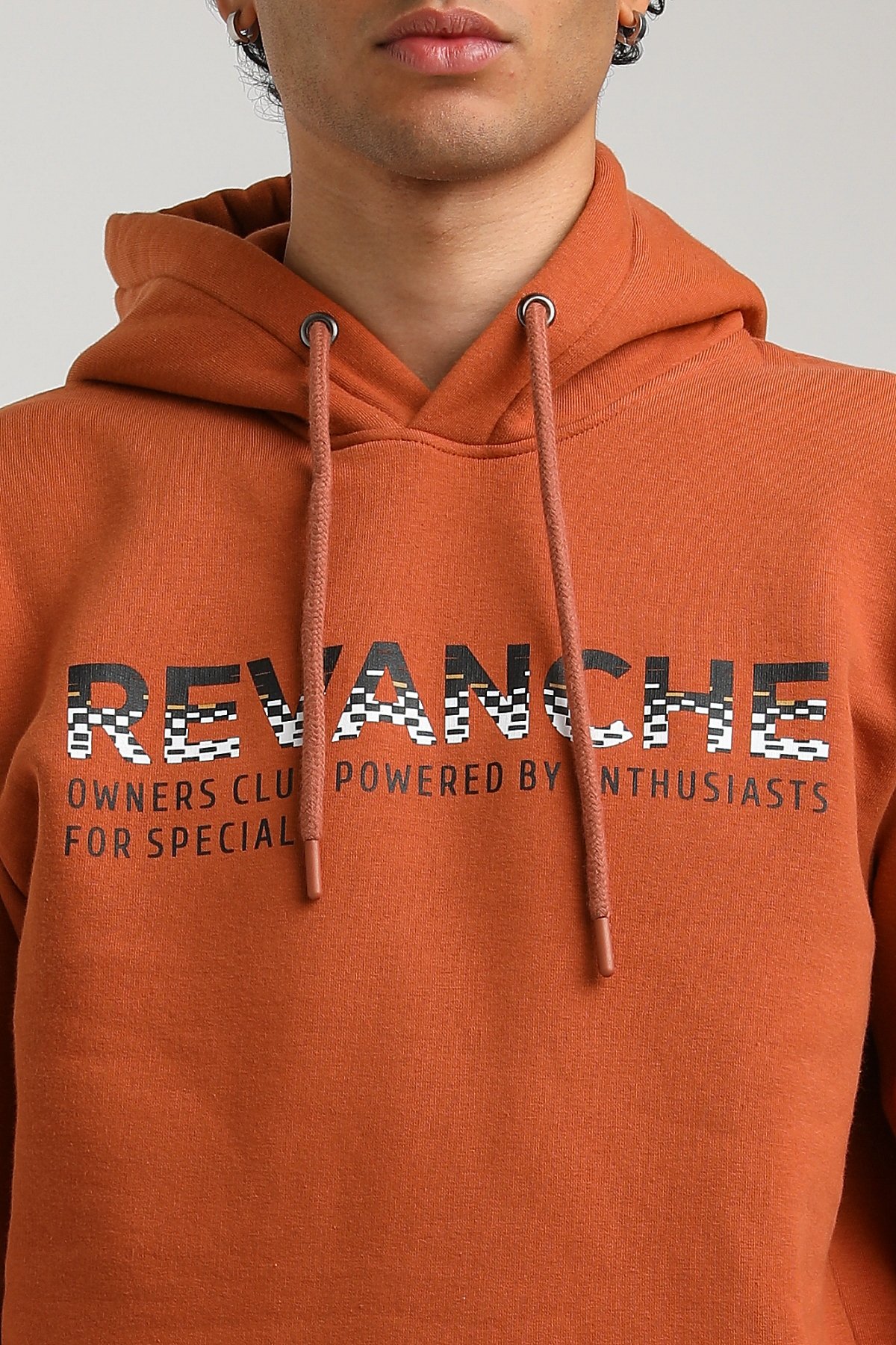 New World Polo Kapşonlu Kiremit Slim Fit Hoodie 23FWM64062