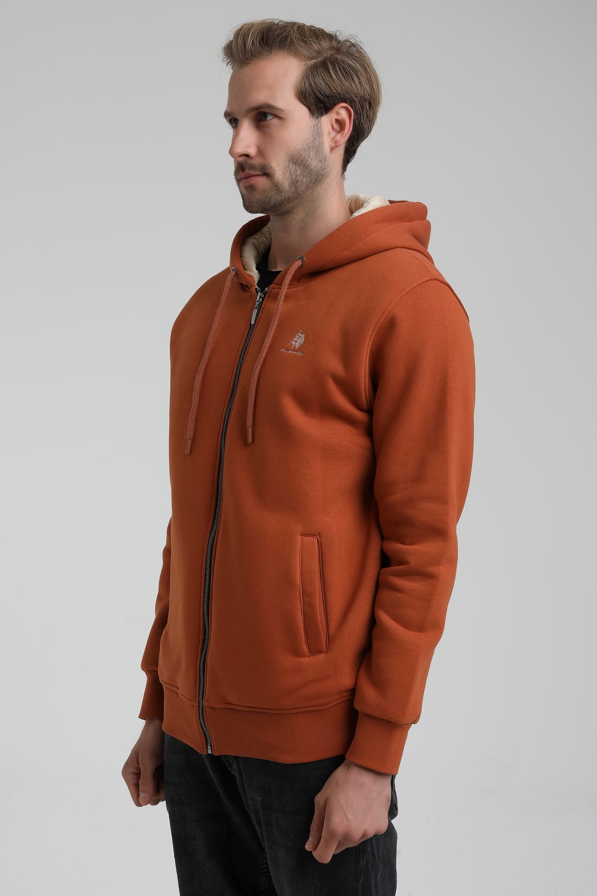 New World Polo Kapşonlu Kiremit Slim Fit Sweatshirt 22FWM64040