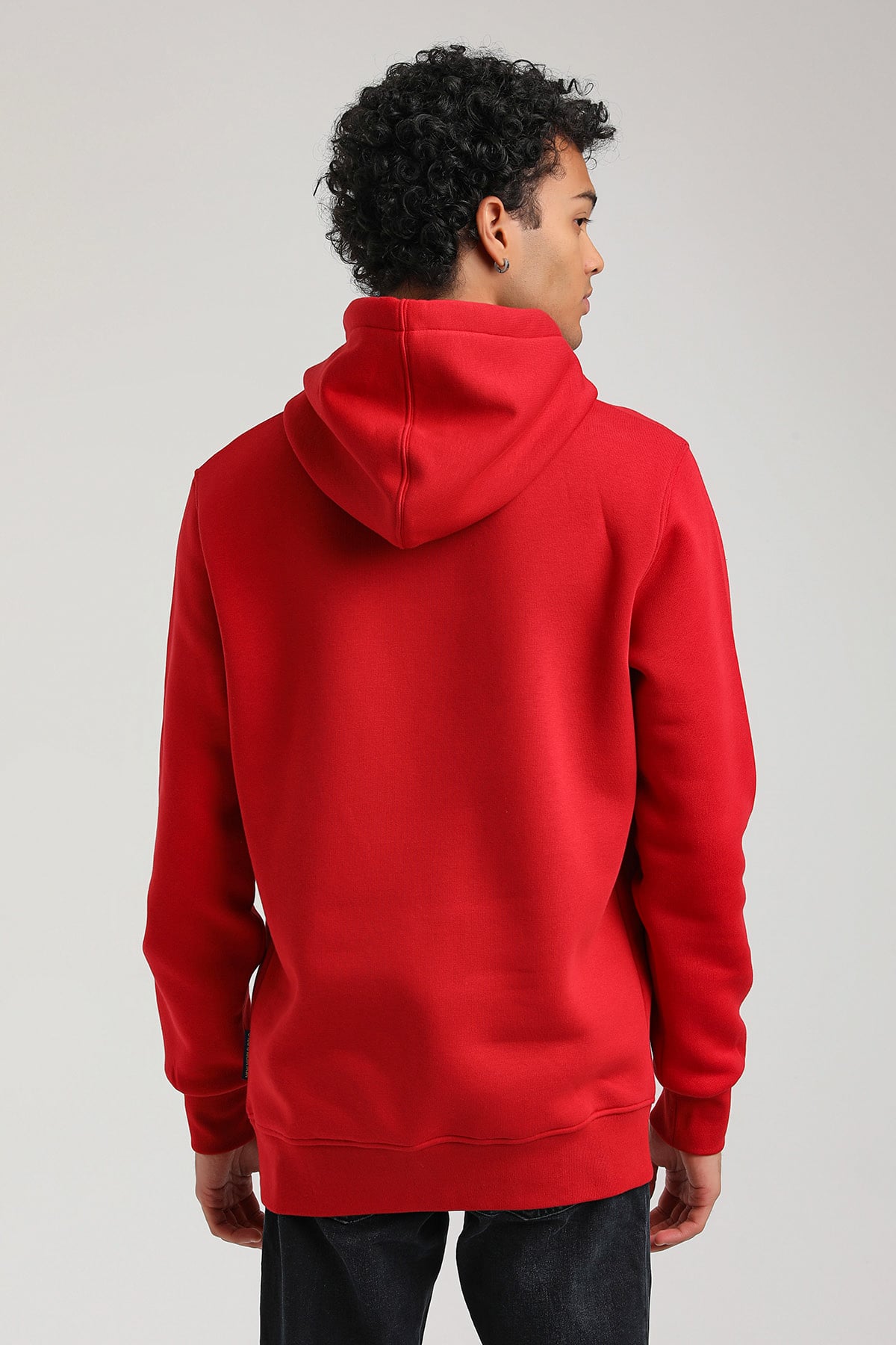 New World Polo Kapşonlu Kırmızı Slim Fit Hoodie 23FWM64052