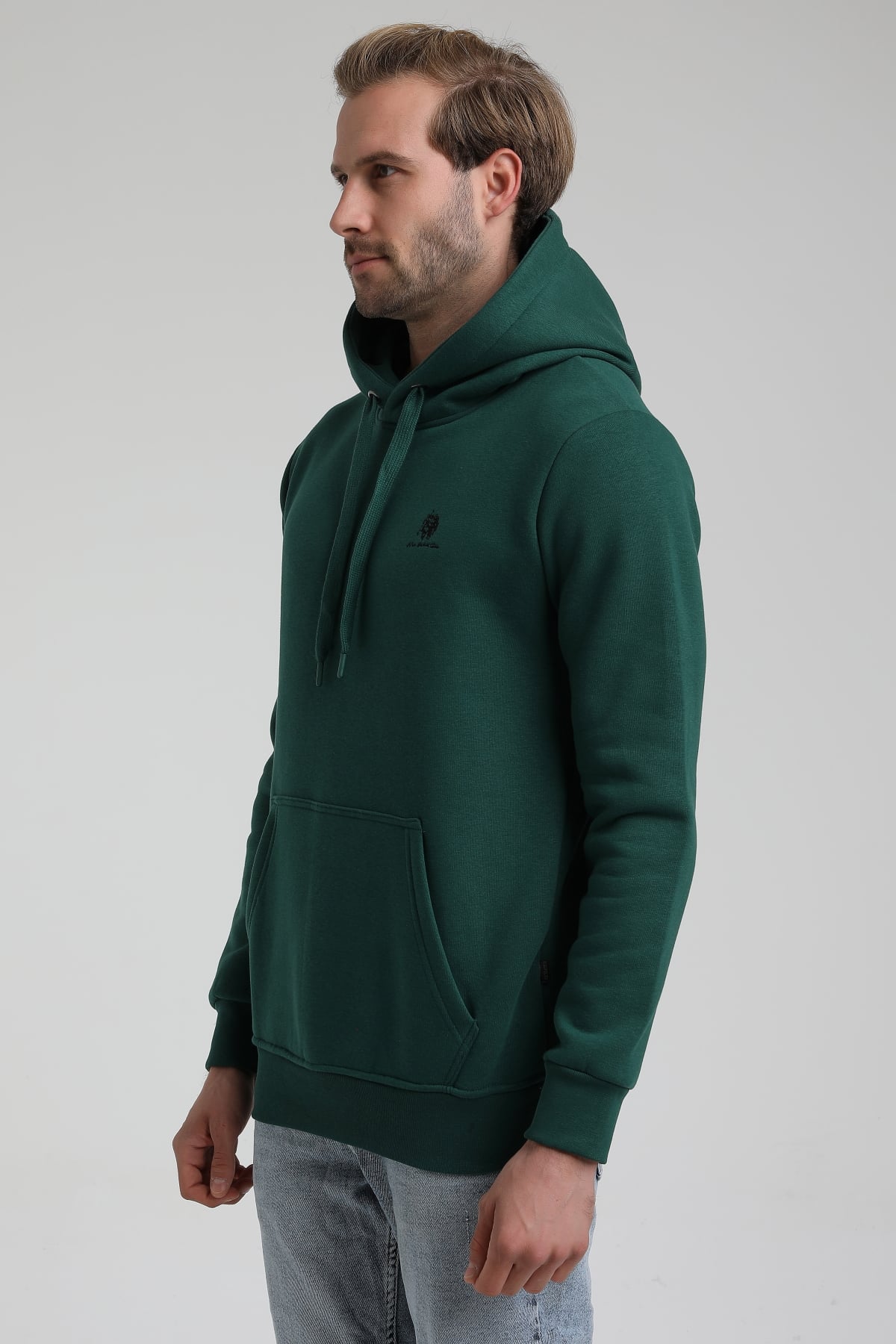 New World Polo Kapşonlu Koyu Yeşil Slim Fit Sweatshirt 22FWM64013